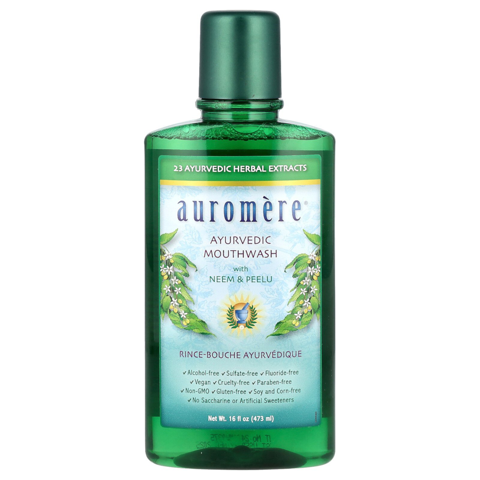 Auromere Ayurvedic Mouthwash with Neem & Peelu, Alcohol-Free, 16 oz (473 ml) Auromere