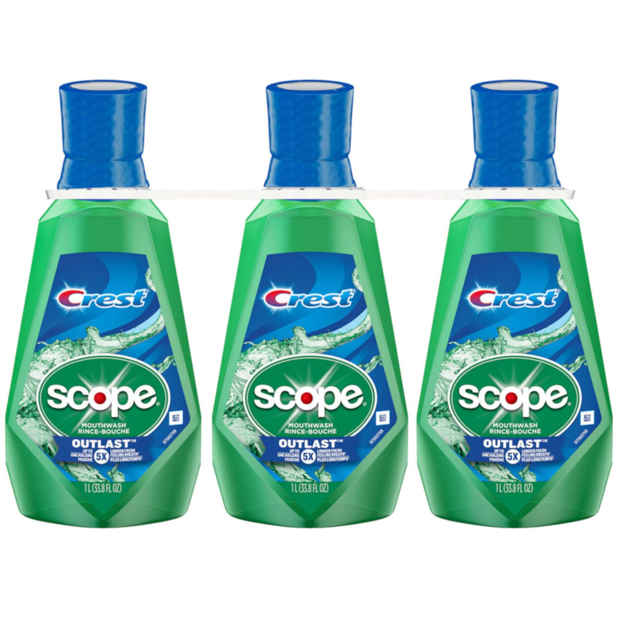 Crest Scope Outlast Mouthwash, Long Lasting Mint, 33.8 Fluid Ounce (3 Pack) Crest