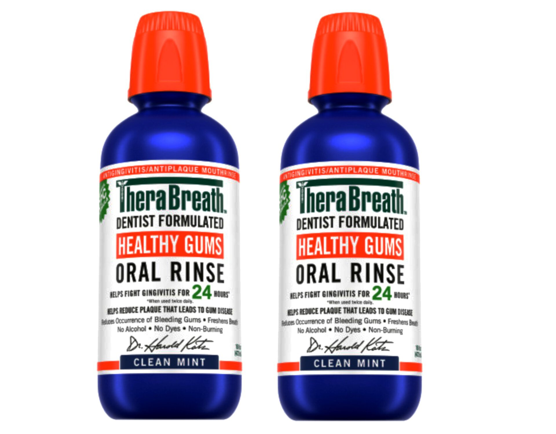 TheraBreath Healthy Gums Mouthwash, Antigingivitis Oral Rinse, Clean Mint, 16 fl oz - 2 Pack TheraBreath