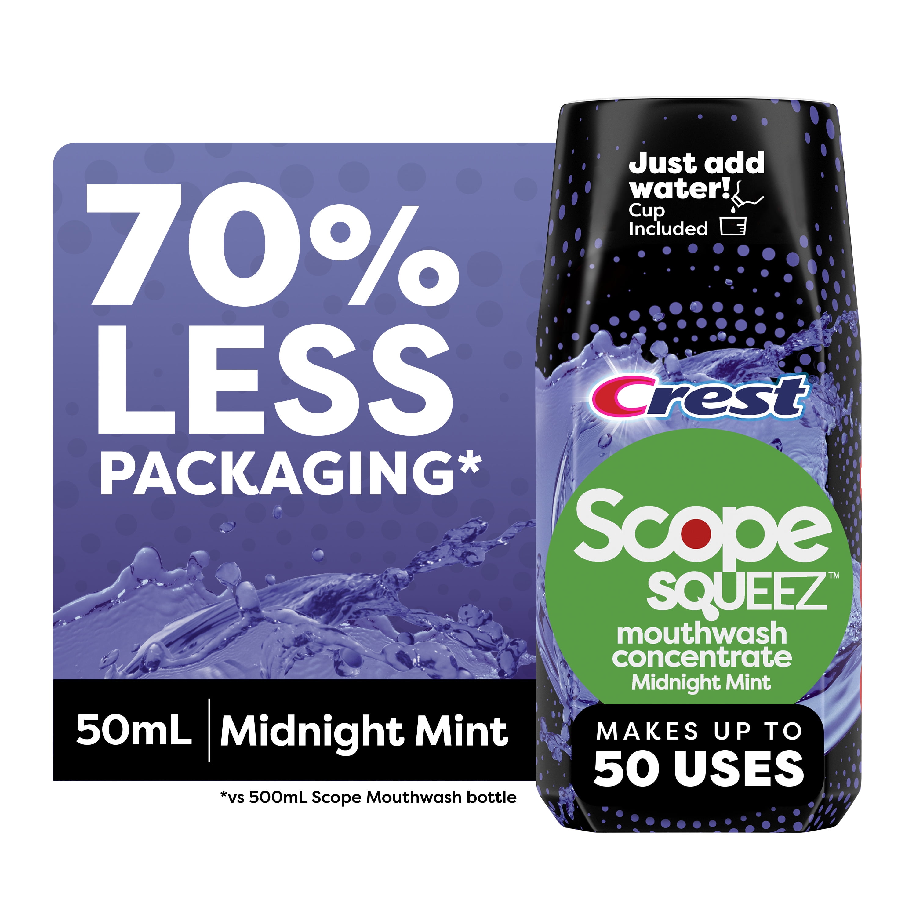 Scope Squeez Mouthwash Concentrate, Midnight Mint, 50mL Bottle Crest