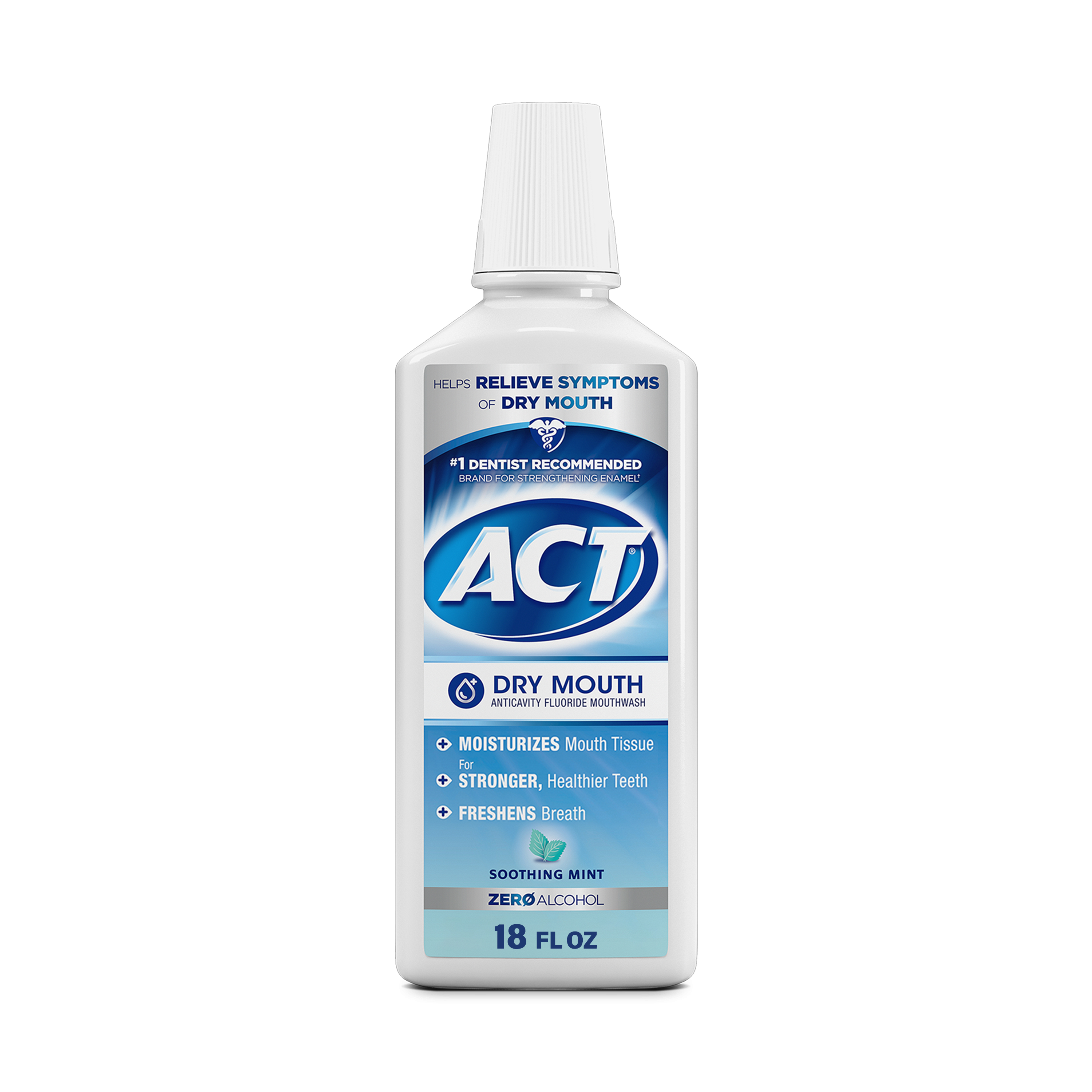 ACT Dry Mouth Anticavity Fluoride Mouthwash, Soothing Mint, 18 fl. oz. Act