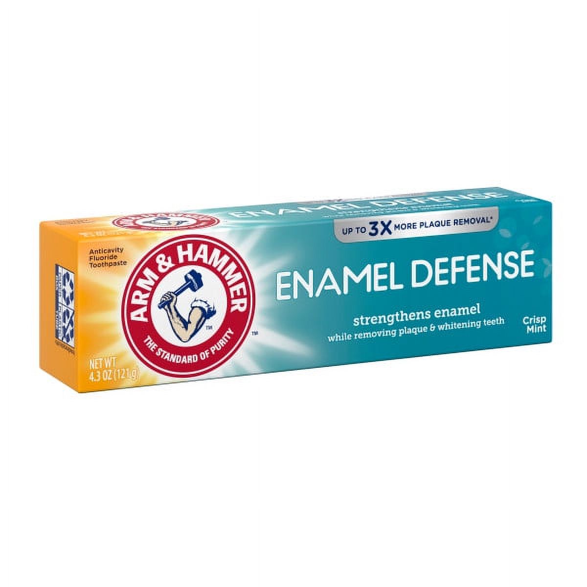 Paquete de 2 Pasta de Dientes ARM & HAMMER Esmalte Defense, Tubo de 4.3 Oz, Menta Crujiente, Flúor Arm & Hammer