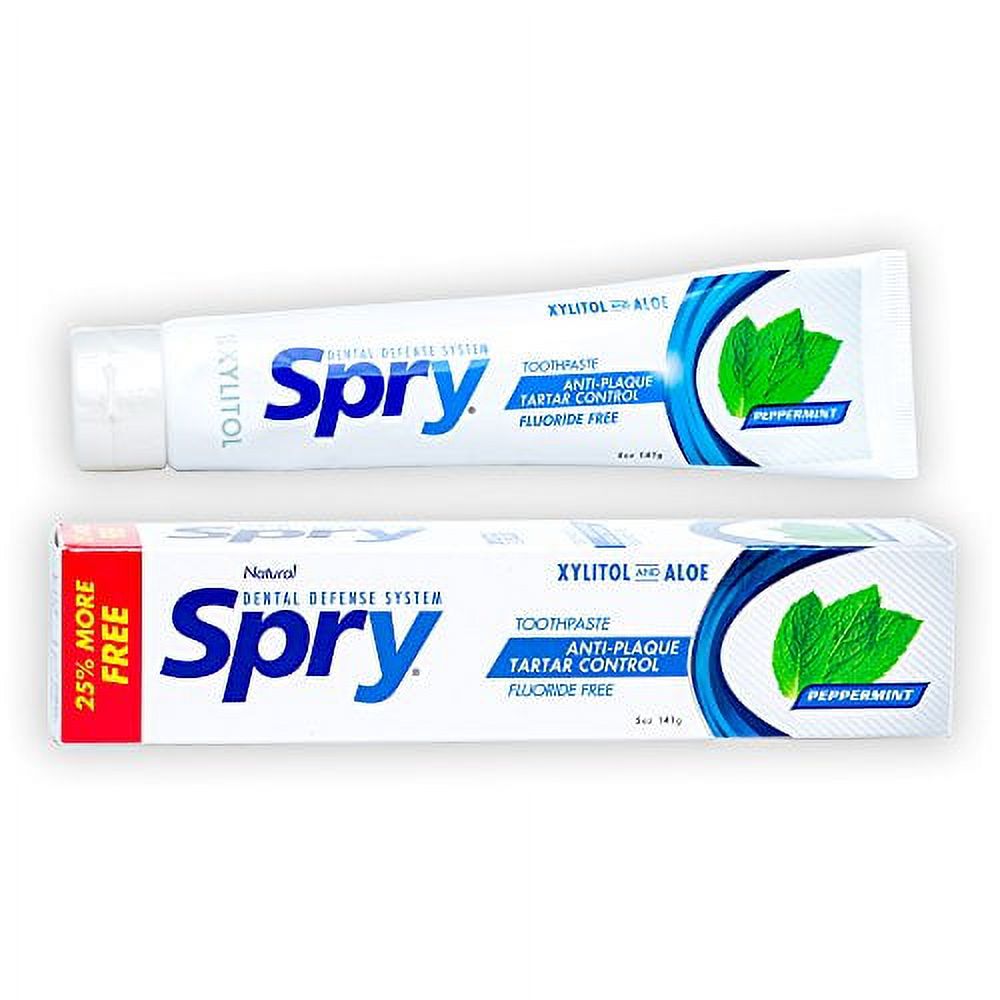 Spry Xylitol Toothpaste with Fluoride Natural Peppermint Anti-Cavity, 5 oz Spry