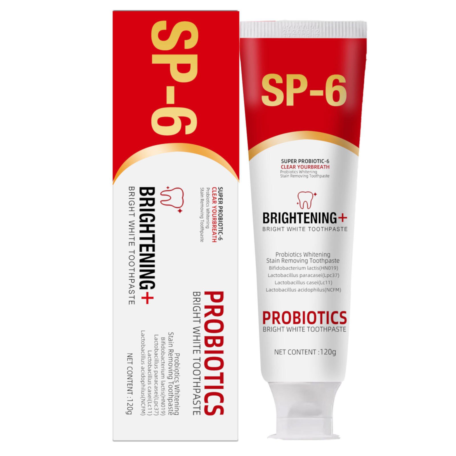 SP-6 Probiotic Whitening Toothpaste - Super Probiotic-6 Toothpaste with 6 Probiotics Advanced Formula with Multiple Probiotics for Teeth Whitening, Fresh Breath (1-pcs) KEVCHE