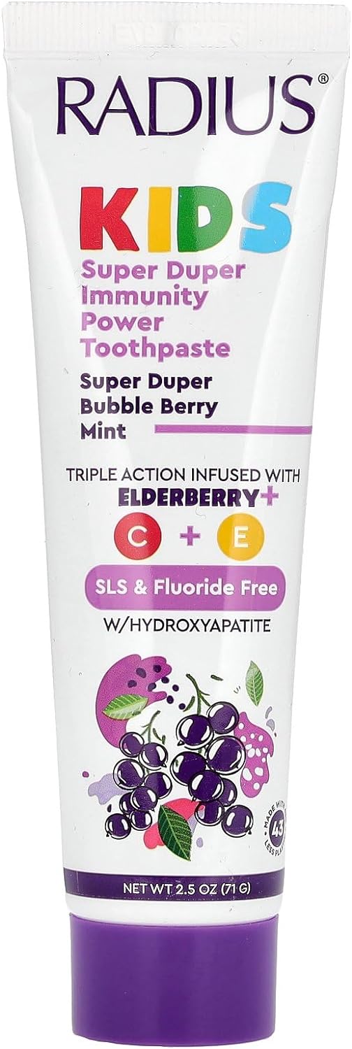 RADIUS Kids Super Duper Immunity Power Toothpaste 2.5 Oz - Super Duper Bubble Berry Mint - Pack of 1 Visit the RADIUS Store