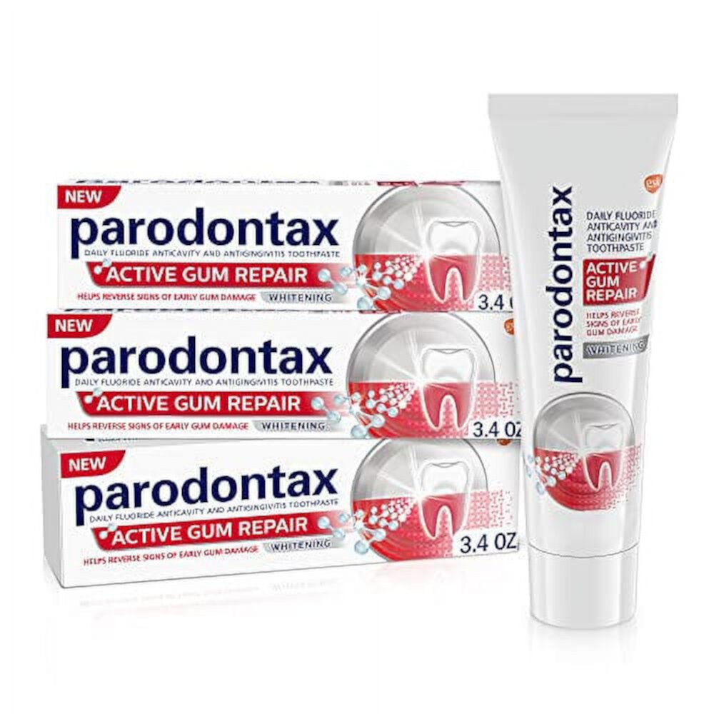 Parodontax Active Gum Repair Whitening Toothpaste for Bleeding Gums - 3x3.4 oz Tube Parodontax