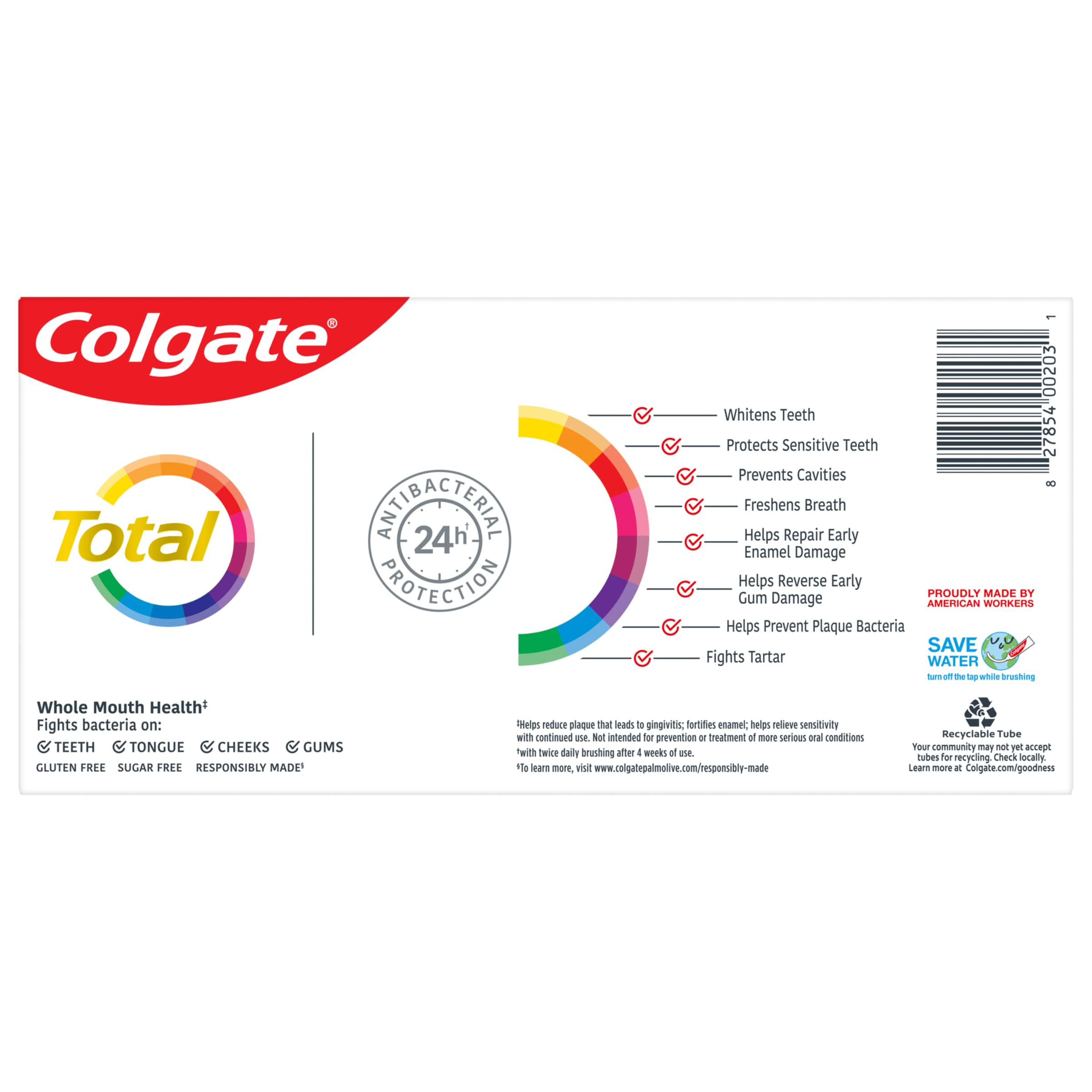 Colgate Total Whitening Toothpaste, Mint Toothpaste, 5.1 oz Tube, 2 Pack Colgate