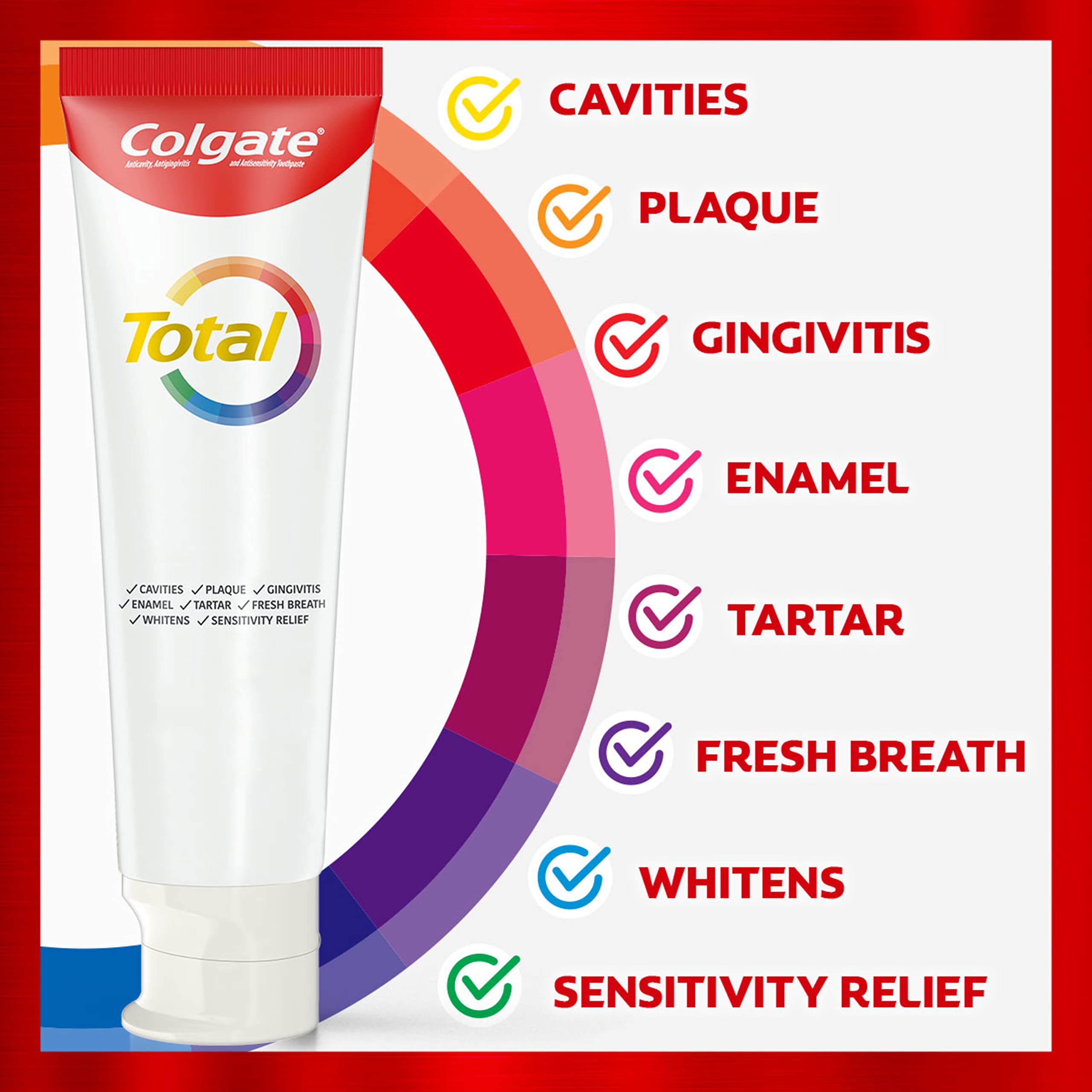 Total Whitening Gel Toothpaste, Mint Toothpaste, 5.1 Oz Tube, 2 Pack. Visit the Colgate Store