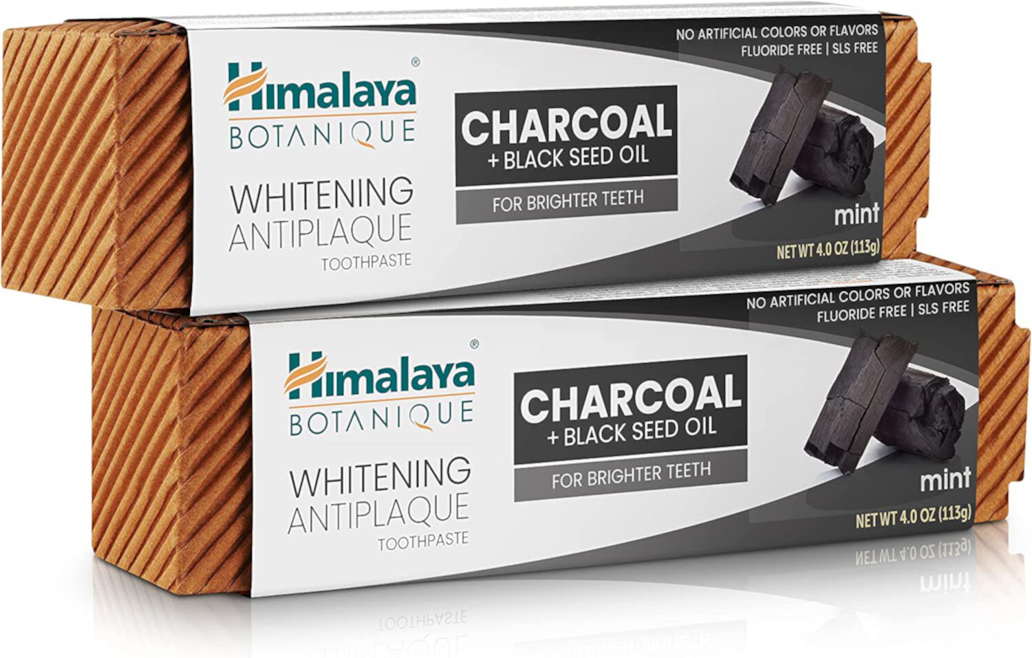 Himalaya Whitening Antiplaque Toothpaste with Charcoal + Black Seed Oil for Whiter Teeth, 4 oz, 2 Pack Himalaya