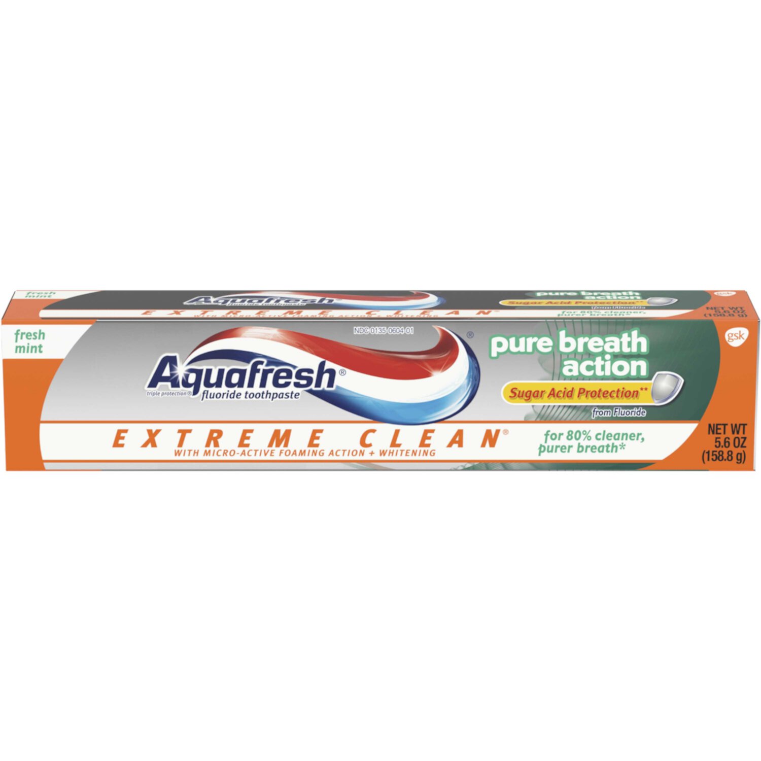 Aquafresh Extreme Clean Pure Breath Fluoride Toothpaste for Cavity Protection, 5.6 oz, Mint flavor Aquafresh