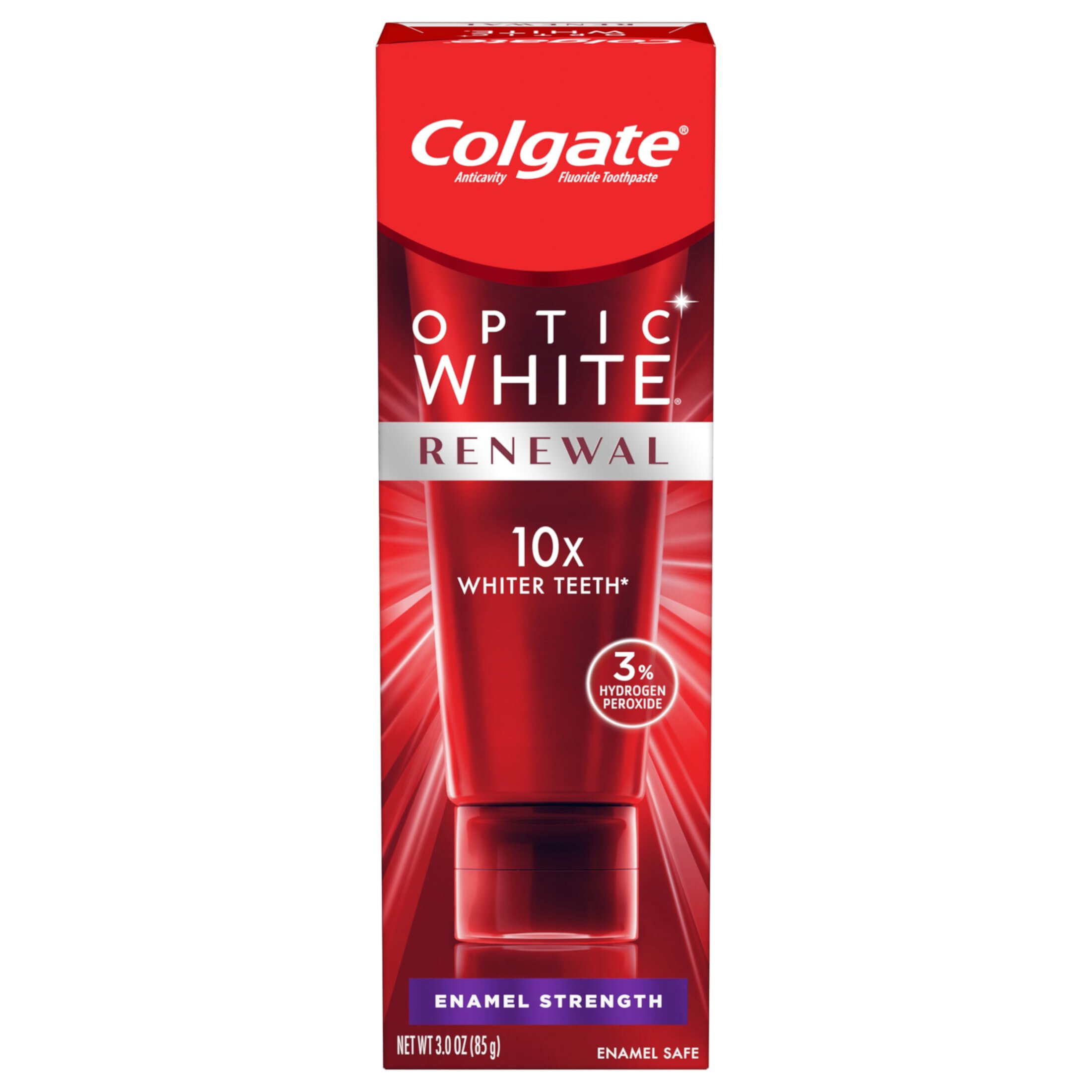 Colgate Optic White Renewal Teeth Whitening Toothpaste, Enamel Strength, 3 Oz, 2 Pack Colgate