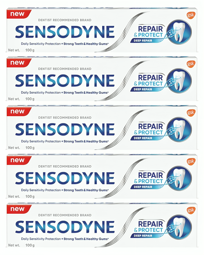 Sensodyne Repair and Protect Toothpaste for Deep Repair of Sensitive Teeth 100gm 5 Pieces Set Sensodyne