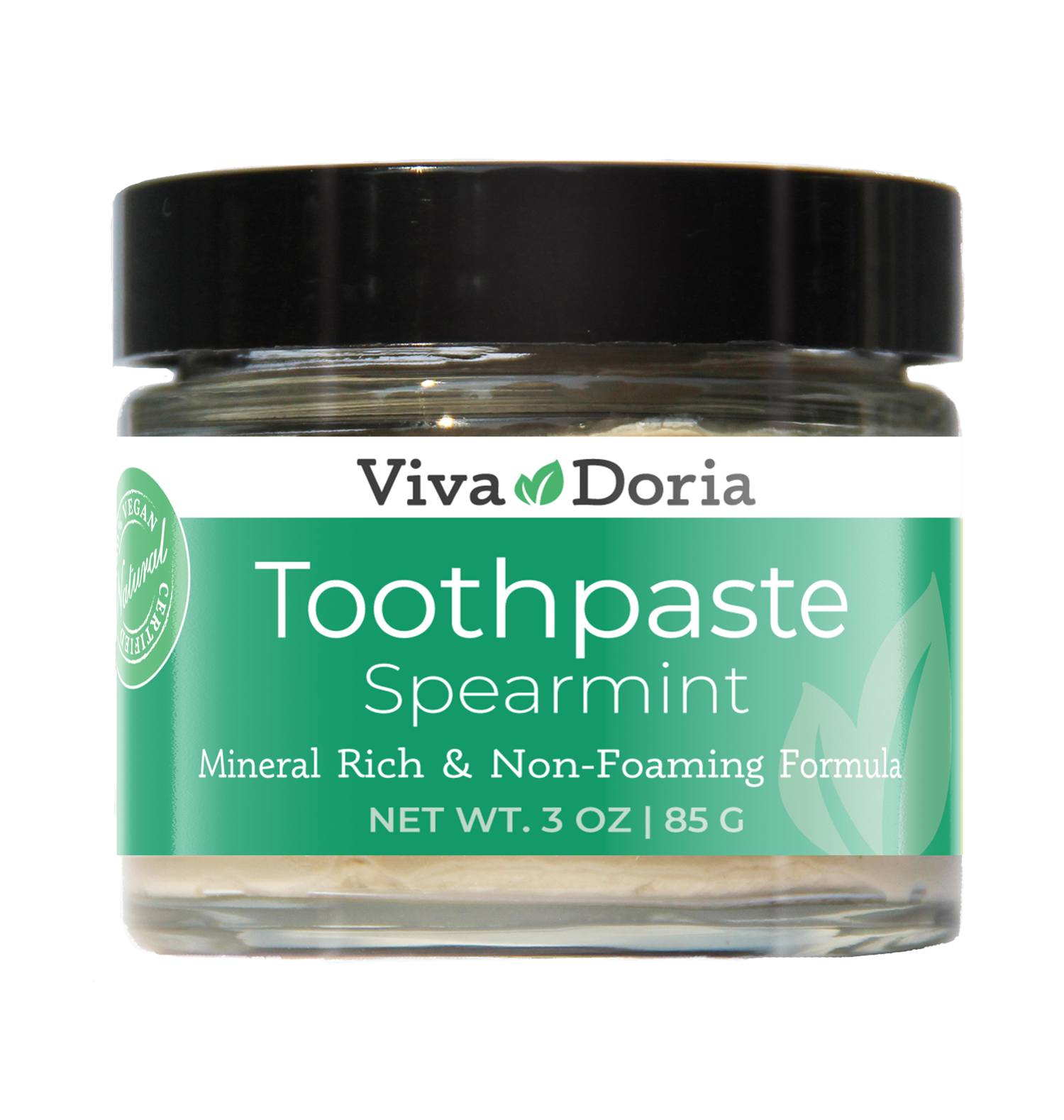 Viva Doria Fluoride Free Natural Mineralizing Toothpaste - Spearmint (3 oz Glass jar) Viva Doria