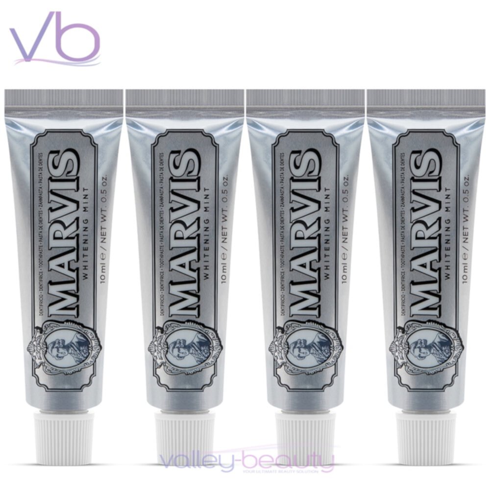 Marvis Classic Strong Mint | Rich and Creamy Toothpaste with 'Piperita' Peppermint Flavor, 4x10ml Marvis