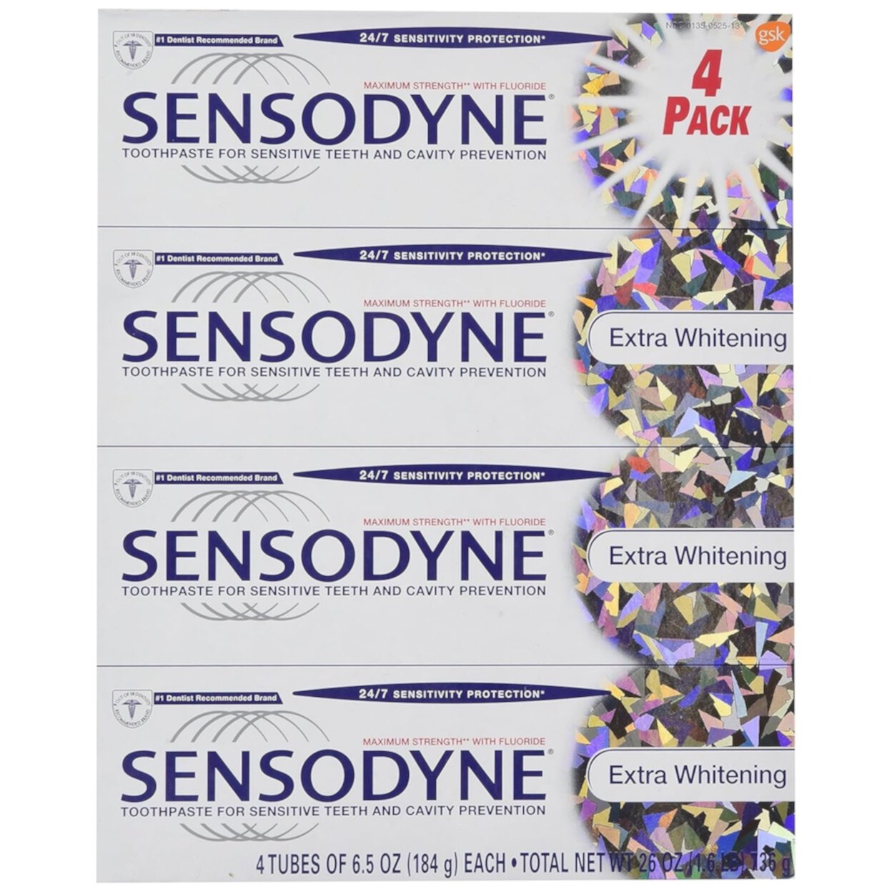 Sensodyne Maximum Strength and Extra Whitening (pack of 4) Net Wt 6.5 oz per tube Sensodyne