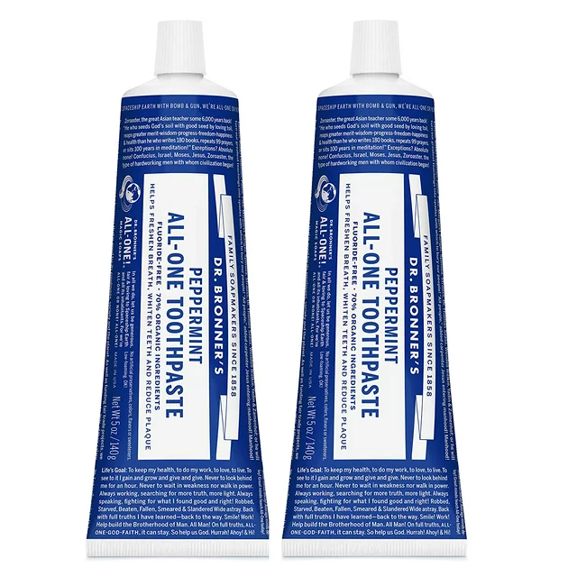 Toothpaste Peppermint Dr. Bronner's 5 oz Paste Pack of 2 (2) by Dr. Bronner's Dr. Bronner's