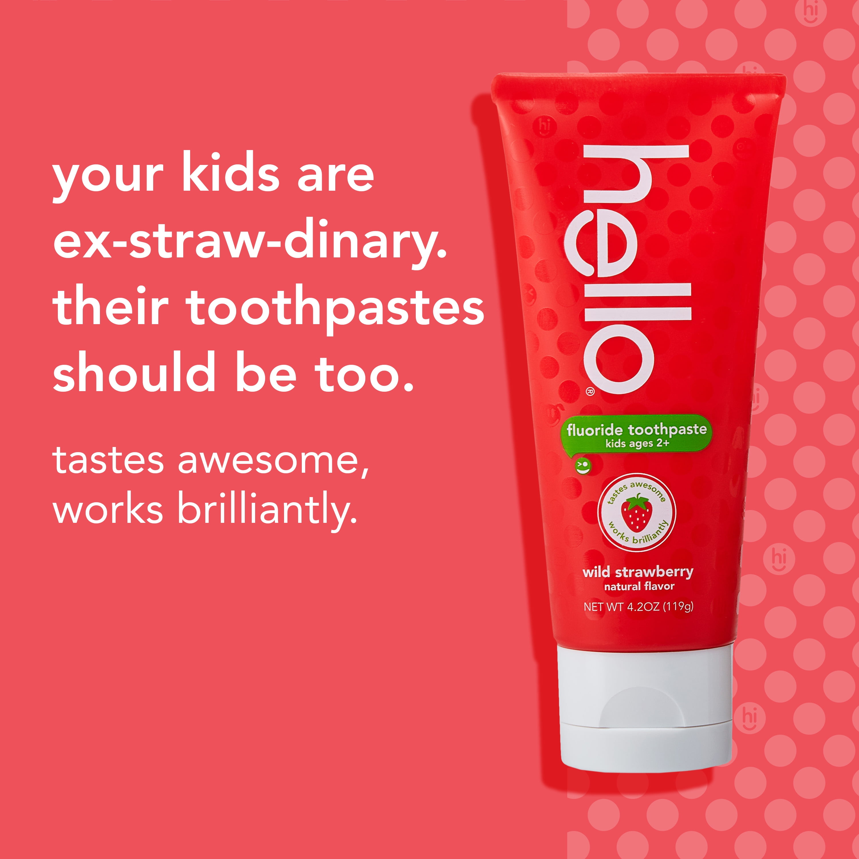 hello Kids Natural Wild Strawberry Fluoride Toothpaste, Natural Flavor, Vegan & SLS Free Hello