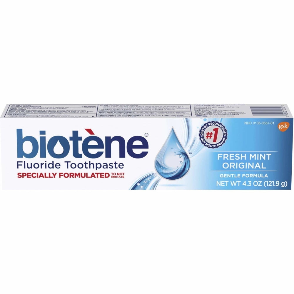 Biotene Fresh Mint Original Gentle Formula Fluoride Toothpaste, 4.3 Ounces Biotene