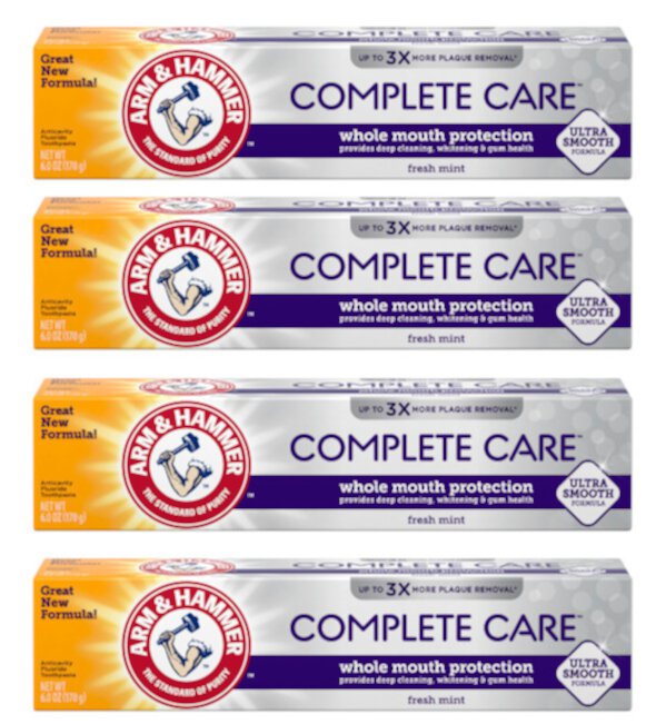 4 Pack Arm & Hammer Complete Care Toothpaste Fresh Mint 6oz Each Arm & Hammer