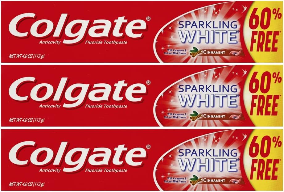 (Pack of 3) Colgate Sparkling White Cinnamint Gel Toothpaste 4 Oz Colgate