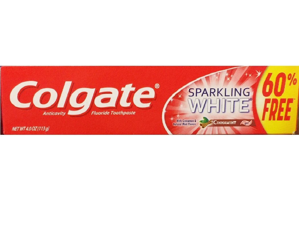 Colgate Anticavity Fluoride Toothpaste Sparkling White Cinnamint with Cinnamon & Natural Mint Flavor Gel - Gluten Free Colgate