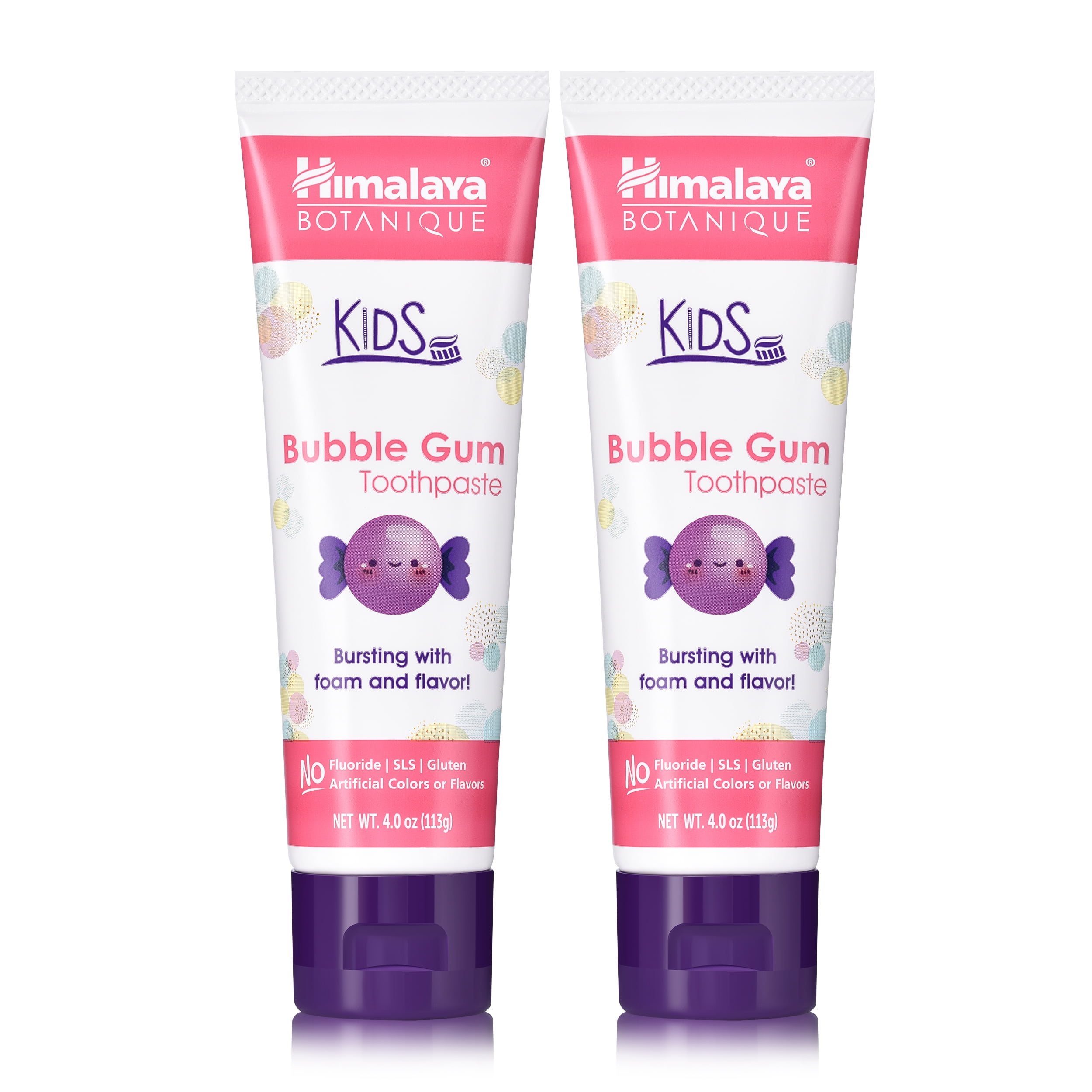 Himalaya Botanique Kids Toothpaste, Herbal, Bubble Gum Flavor, 4 oz, 2 Pack Himalaya