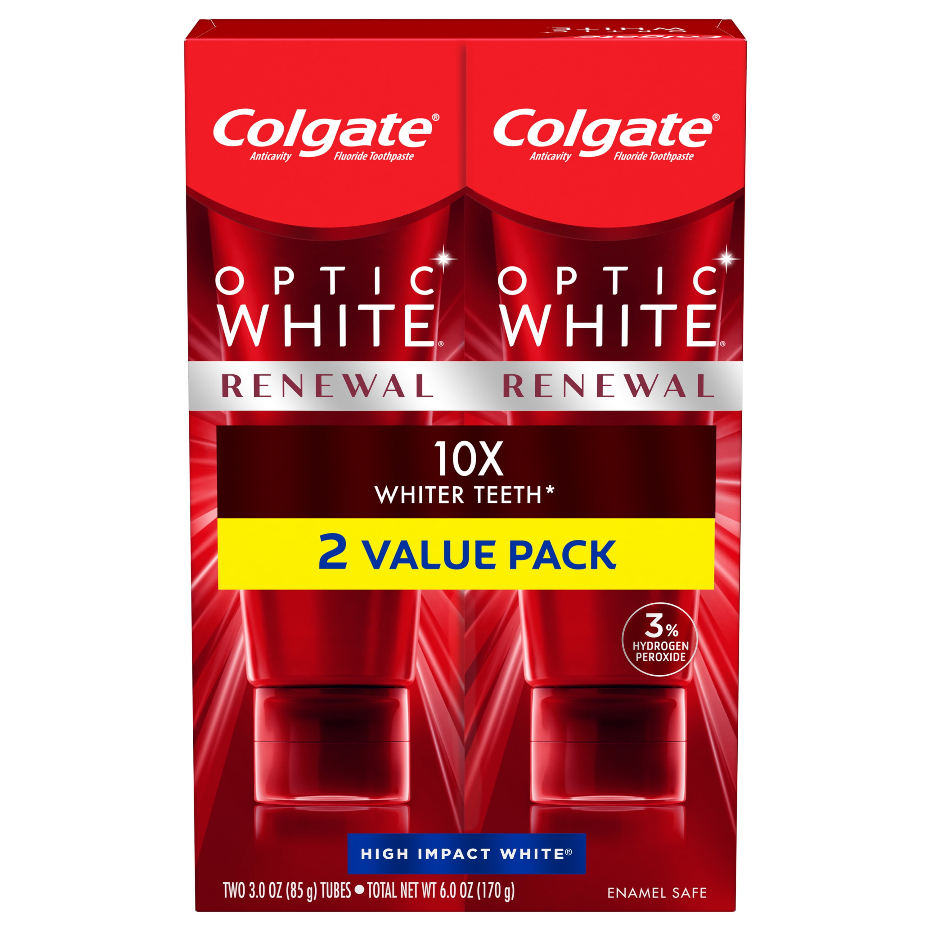 Colgate Optic White Renewal Toothpaste, Teeth Whitening Toothpaste, High Impact White, 3 Oz Tube Colgate