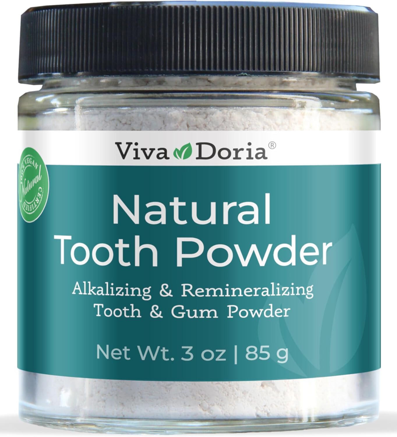 Viva Doria Natural Tooth Powder | Remineralizing Teeth Whitening Powder | Toothpaste Power | Breath Freshener | Refreshing Mint Flavor | 3 Oz Glass Jar Viva Doria