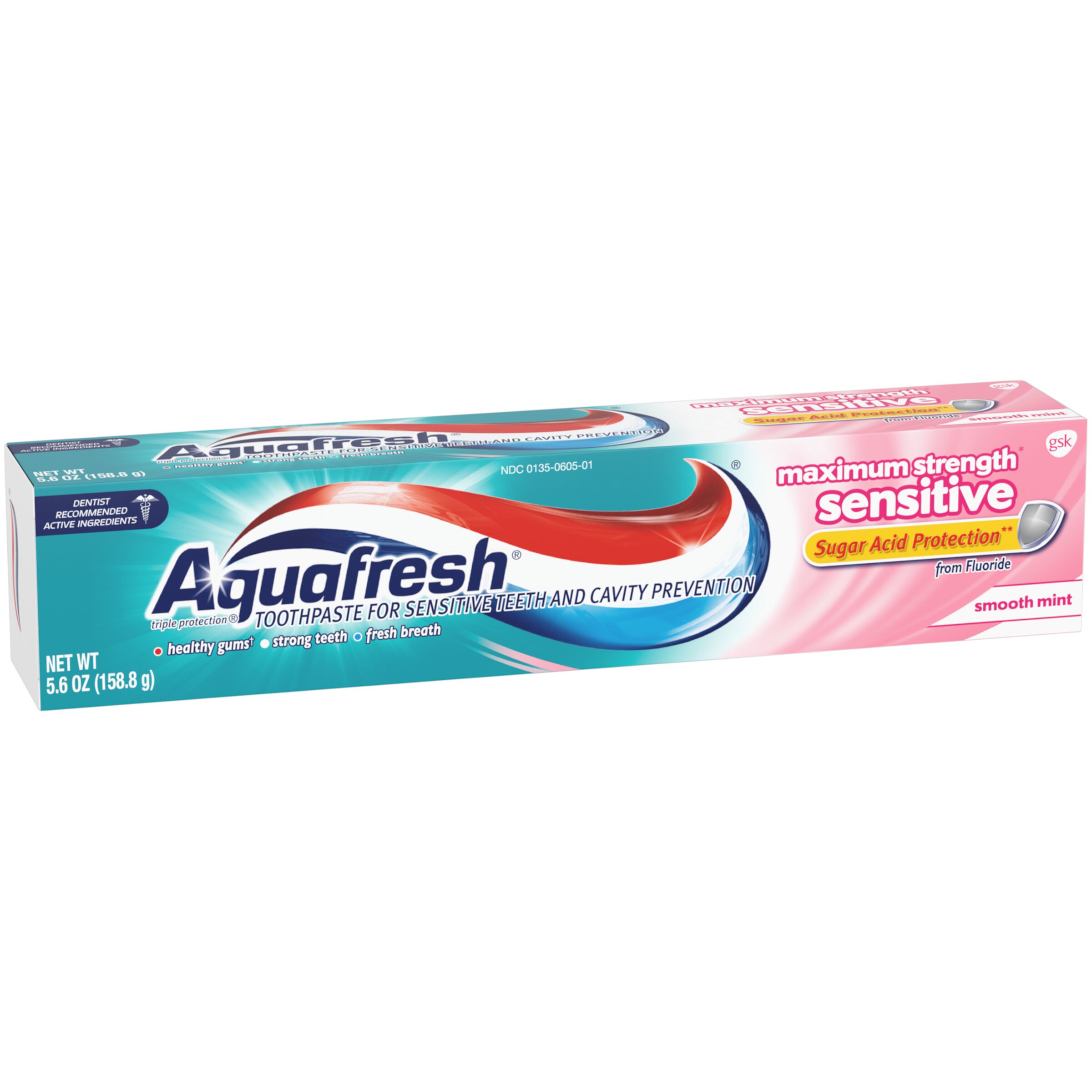 Aquafresh Maximum Strength Toothpaste for Sensitive Teeth, Smooth Mint, 5.6 oz Aquafresh