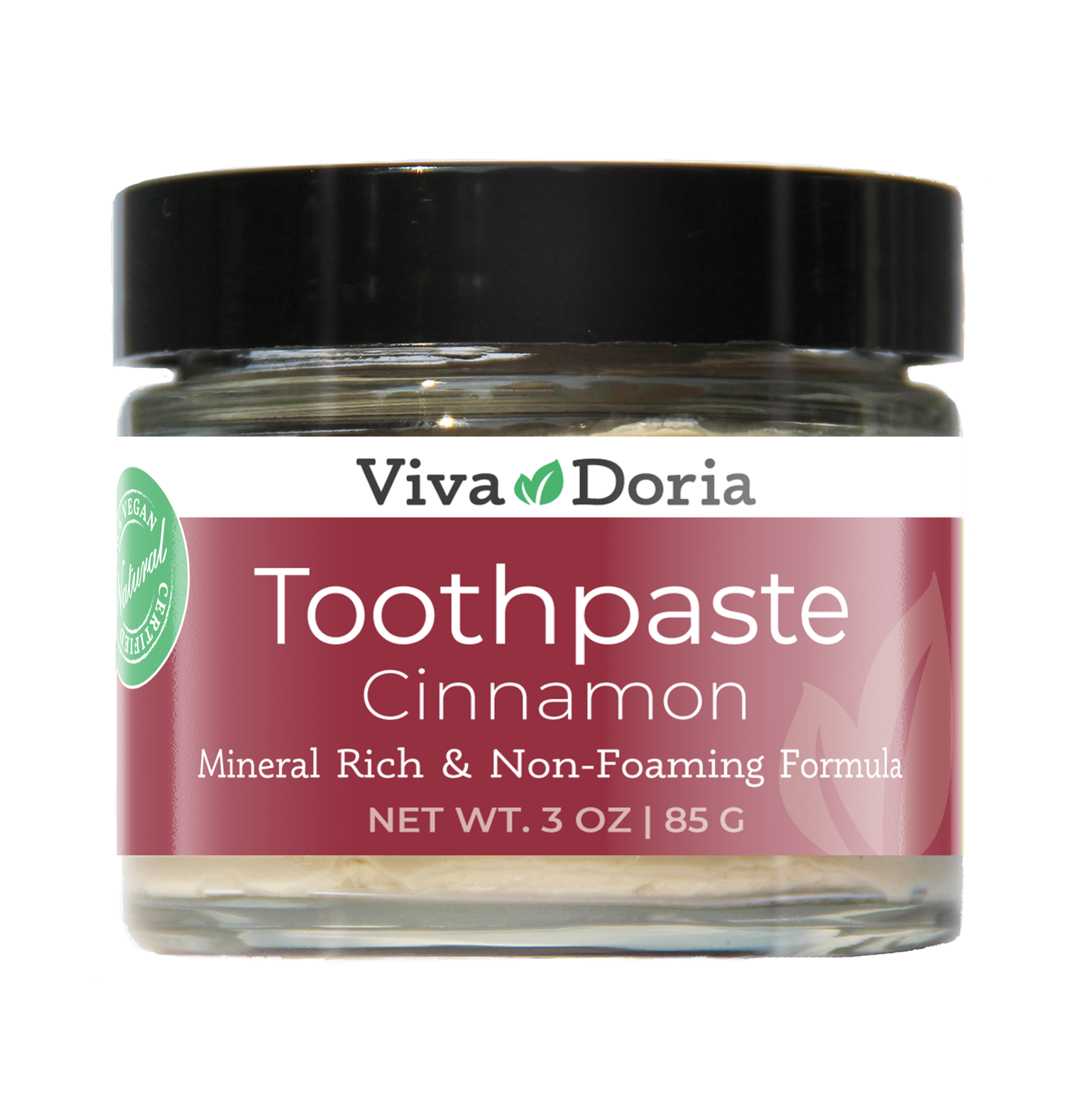 Viva Doria Fluoride Free Natural Mineralizing Toothpaste - Cinnamon (3 oz glass jar) Viva Doria