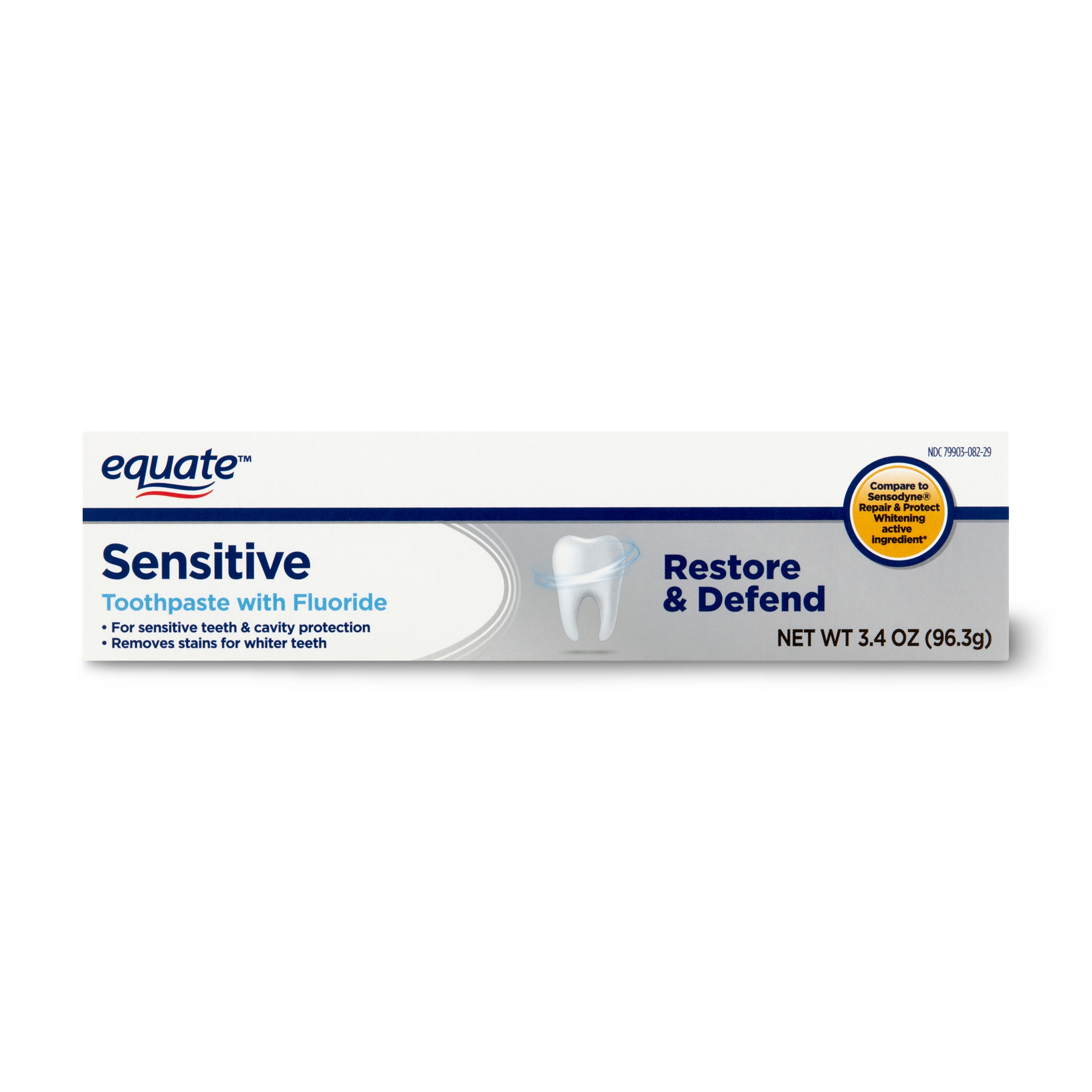 Equate Sensitive Restore & Defend Whitening Toothpaste, Unflavored, 3.4 oz Equate