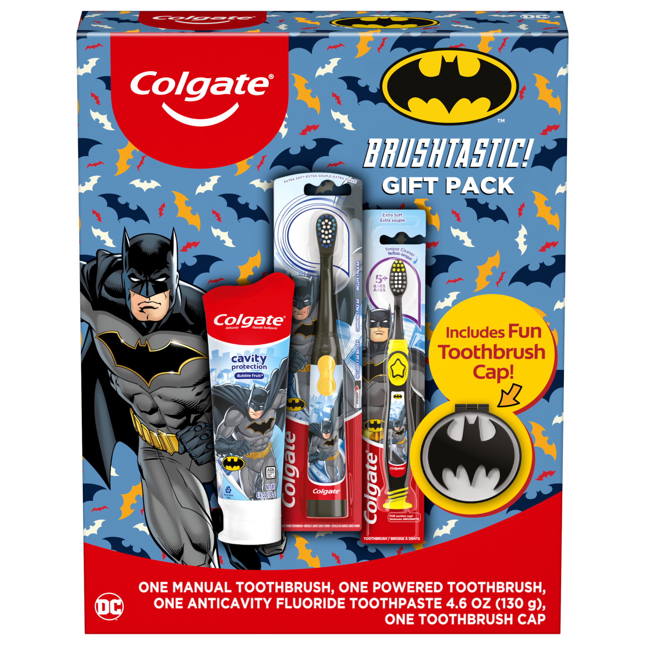 Colgate Kids Toothbrush Set with Toothpaste, Toothbrush, and Cap, Batman Gift Set Visit the Colgate Store