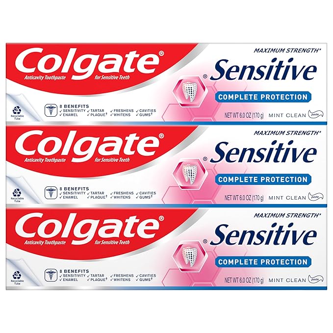 Colgate Sensitive Complete Protection Toothpaste, Sensitive Teeth, Mint, 3 Pack, 6 oz Visit the Colgate Store