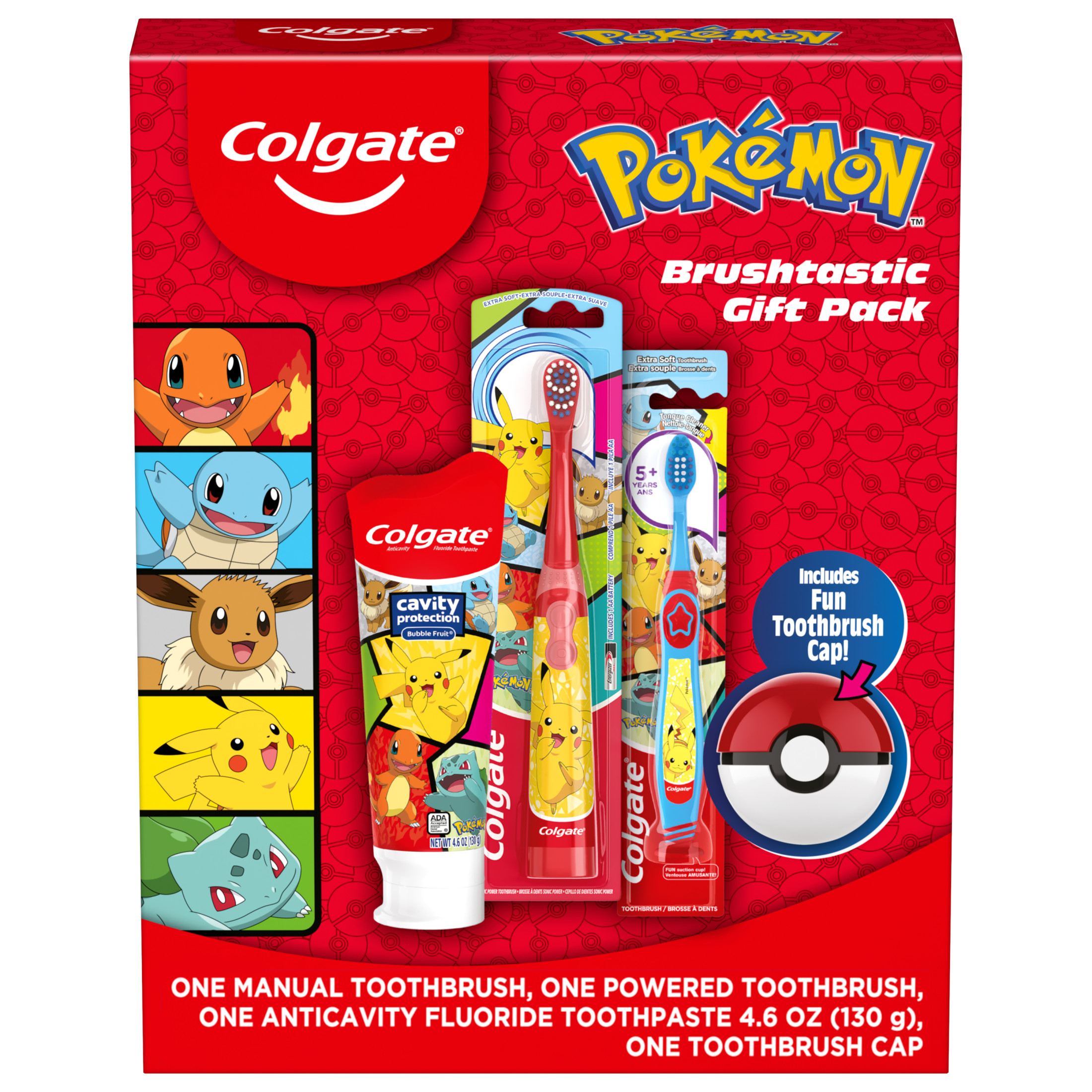 Colgate Kids Toothbrush Set with Toothpaste, Manual and Power toothbrush, and toothbrush cap, Pokemon Gift Set Visit the Colgate Store