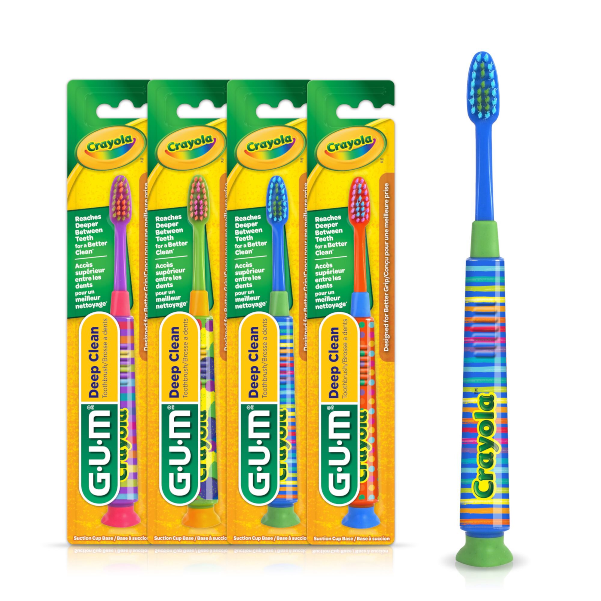 GUM Crayola Deep Clean Children’s Toothbrush, w/Suction Cup Base, Ages 4+, 1ct (Pack of 4) Visit the GUM Store