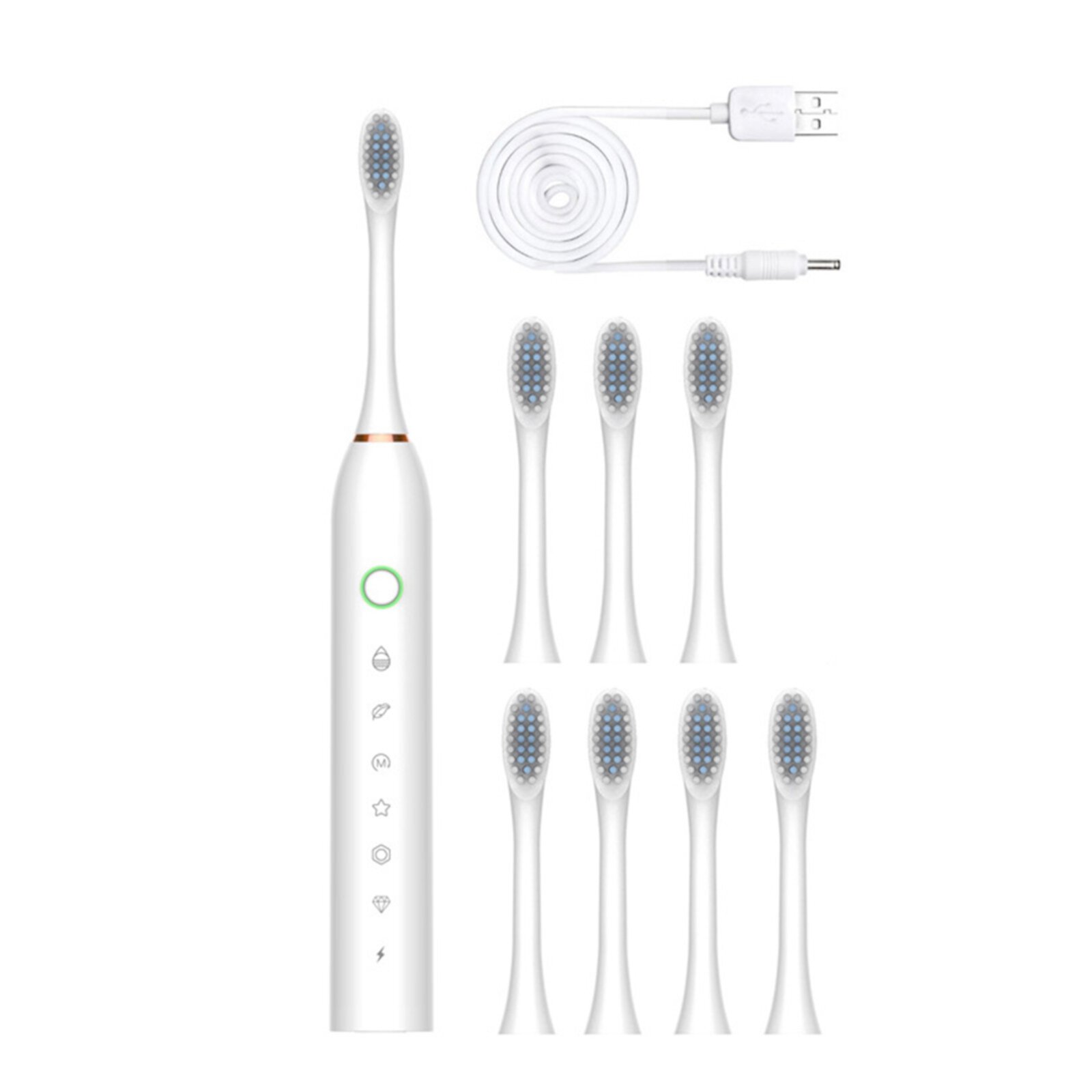 PATLOLLAV Full Auto Smart Sonic Toothbrush for Adults,Usb Rechargeable Smart Automatic Power Toothbrushes , 8 Replaccement Heads 6 Modes, Electric Toothbrush IPX7 Waterproof PATLOLLAV