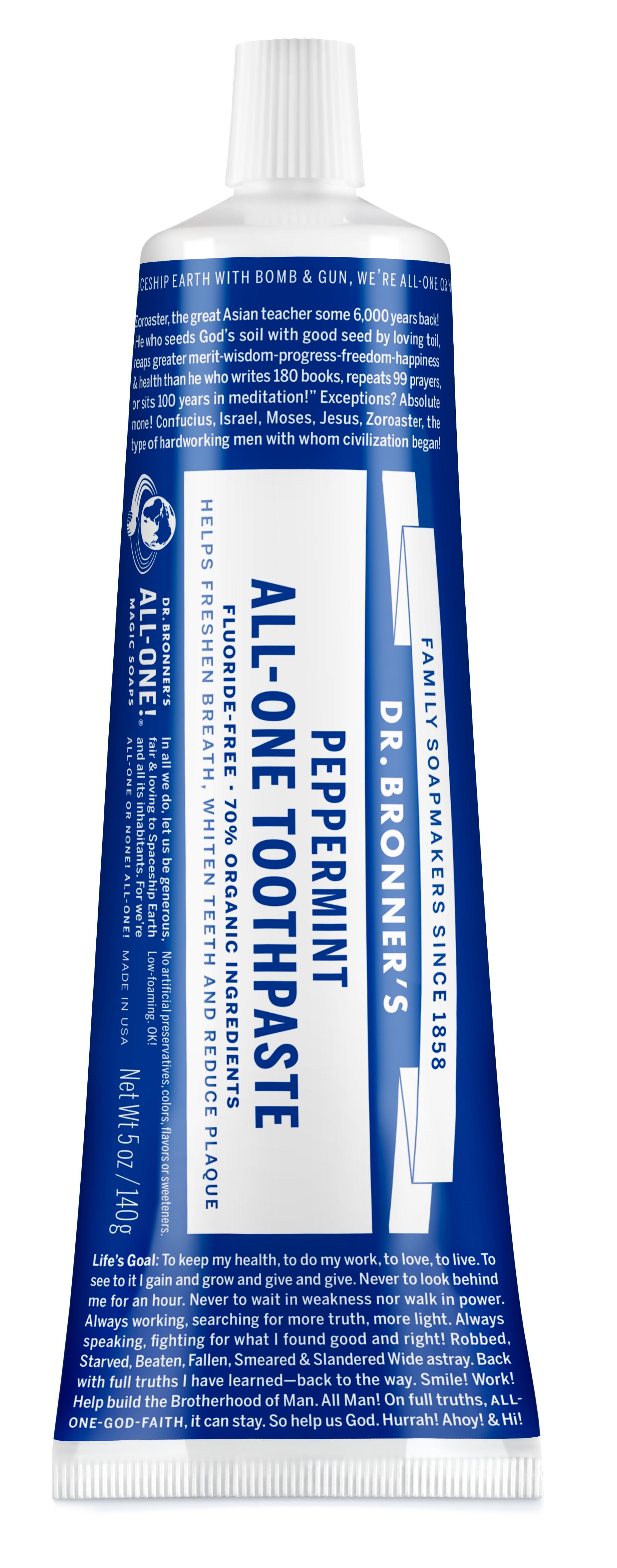 Dr. Bronner's Toothpaste - Peppermint Flavor - 5oz - Whitening/Natural/70% Organic - All Ages Dr. Bronner's