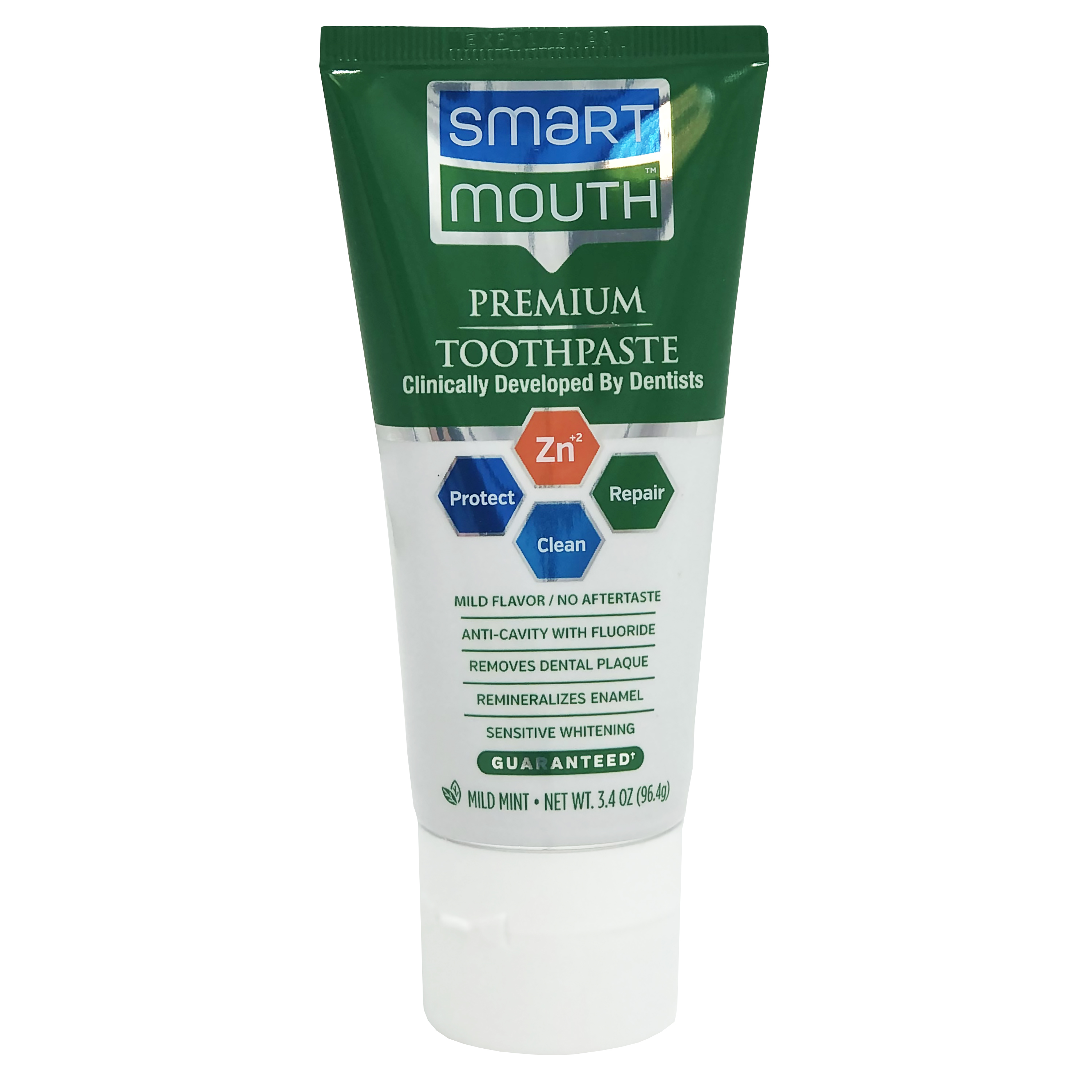 SmartMouth Premium Zinc Ion Toothpaste Protect, Clean & Repair, Mild Mint, 3.4oz SmartMouth