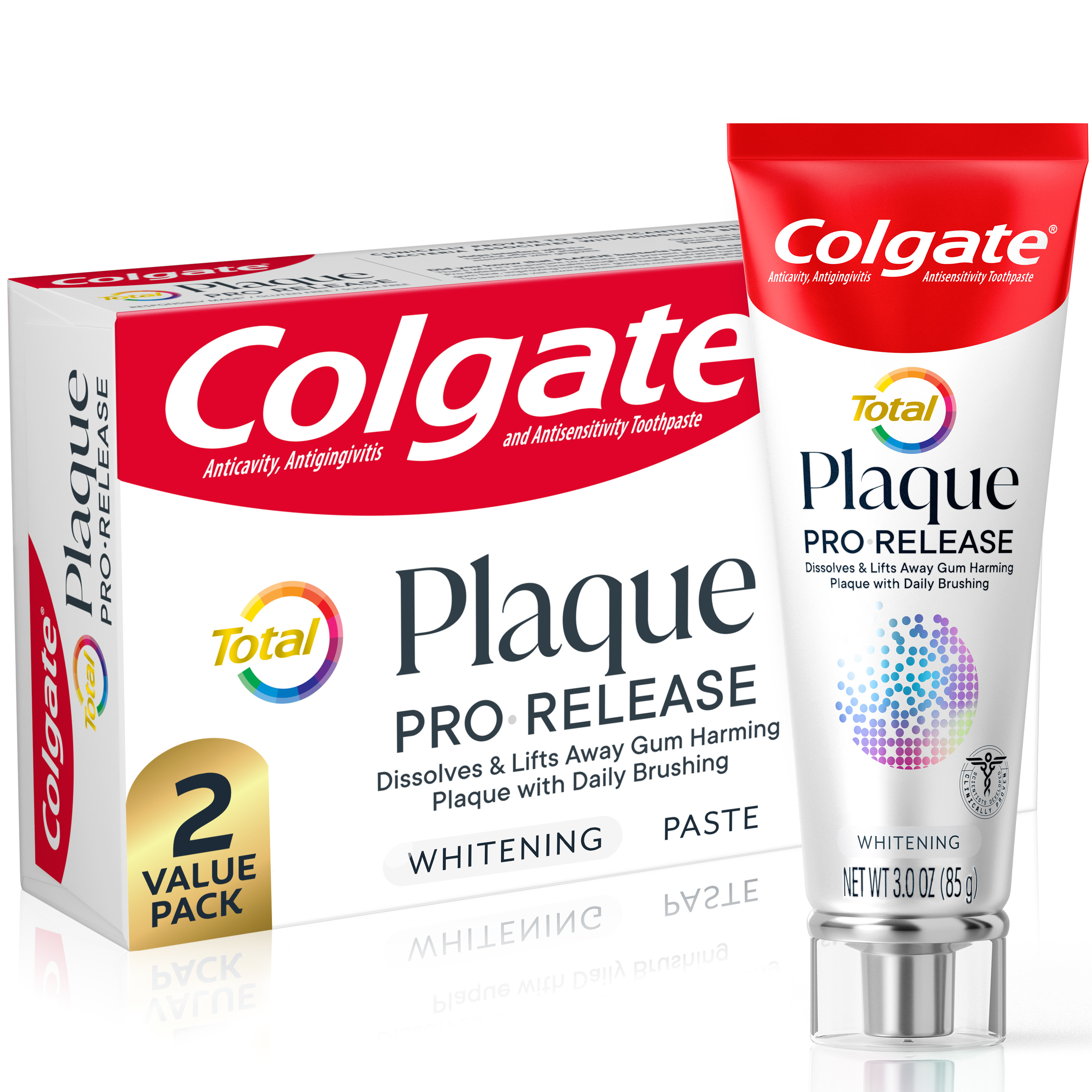 Colgate Total Plaque Pro Release Whitening Toothpaste, 2 Pack, 3 oz Tubes Visit the Colgate Store