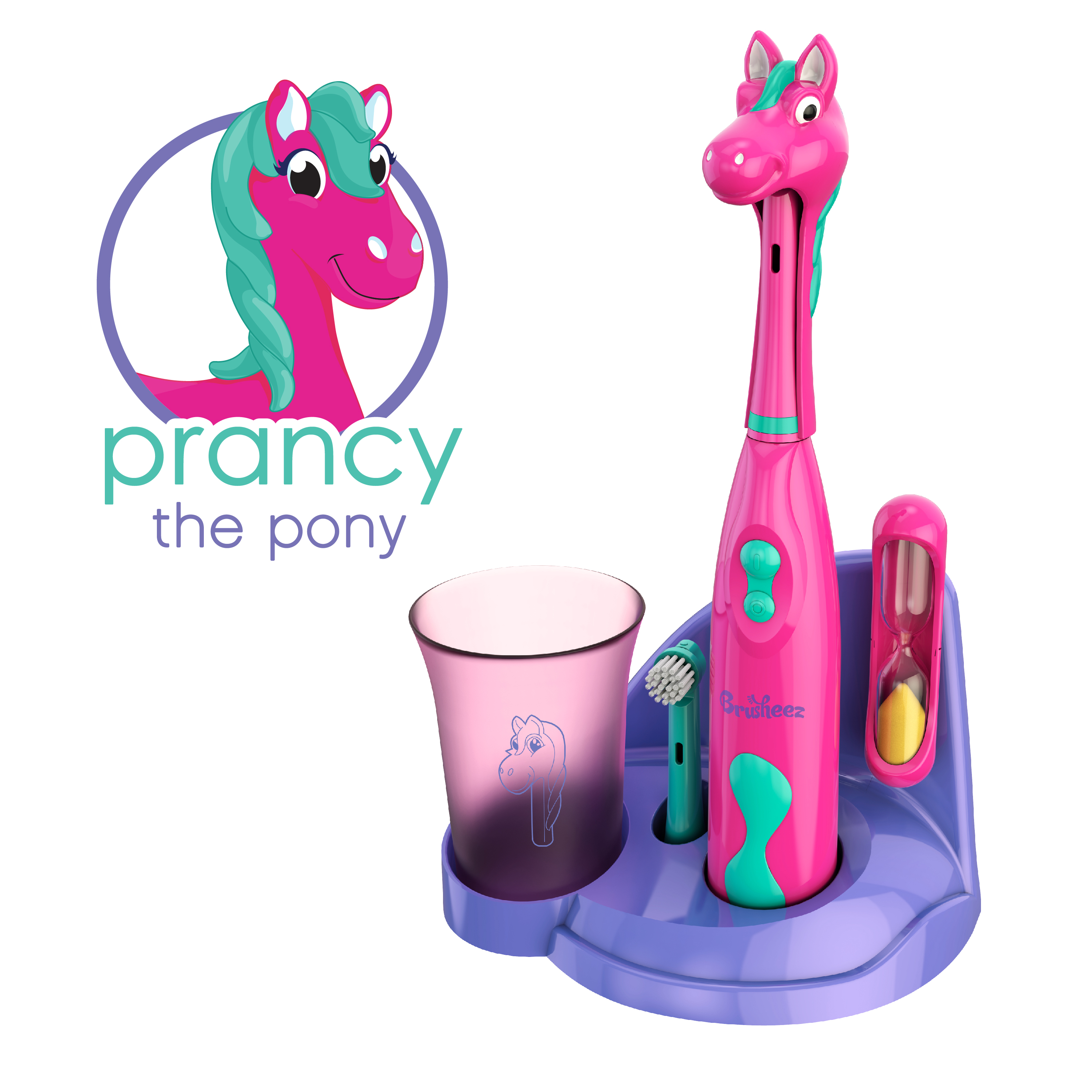 Brusheez Kids Battery Operated Electric Toothbrush Set - Prancy the Pony Brusheez