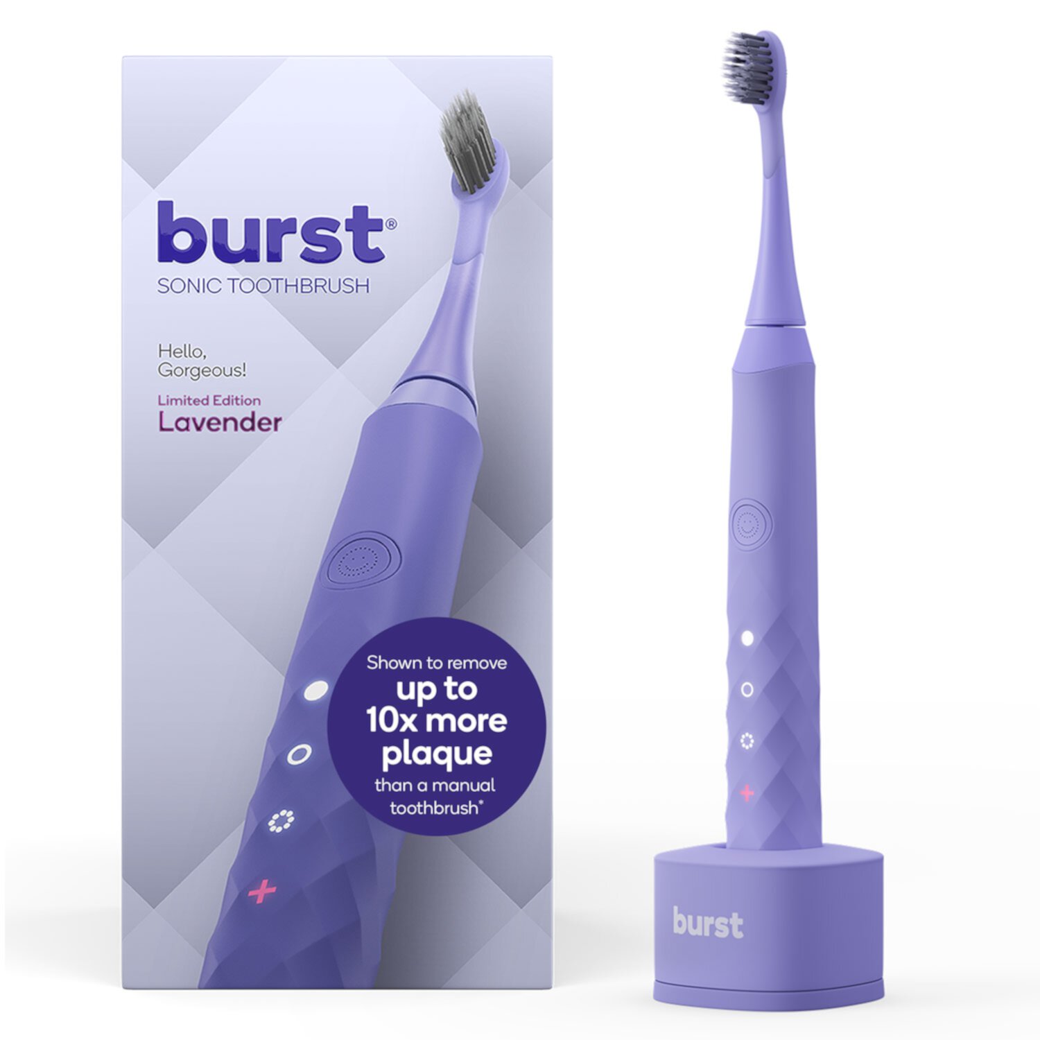 Burst Sonic Electric Toothbrush for Adults, 3 Modes, Soft Bristles, Lavender, 1 Count Burst