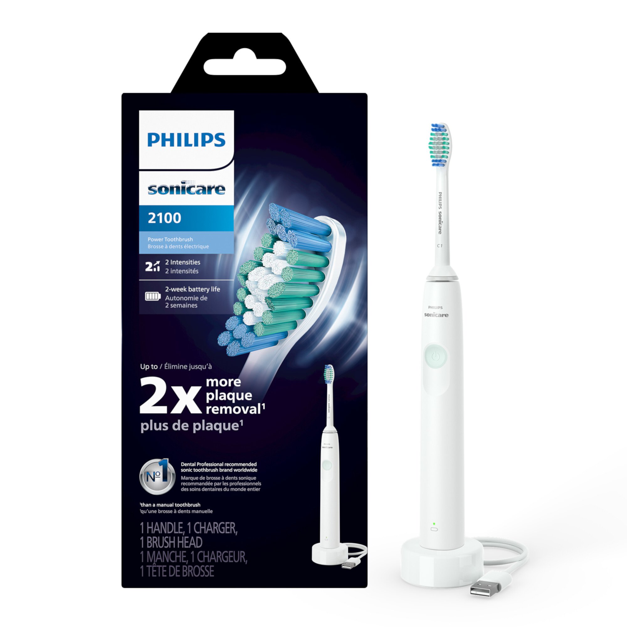 Philips Sonicare 2100 Power Toothbrush, Rechargeable Electric Toothbrush, White Mint HX3661/04 Sonicare