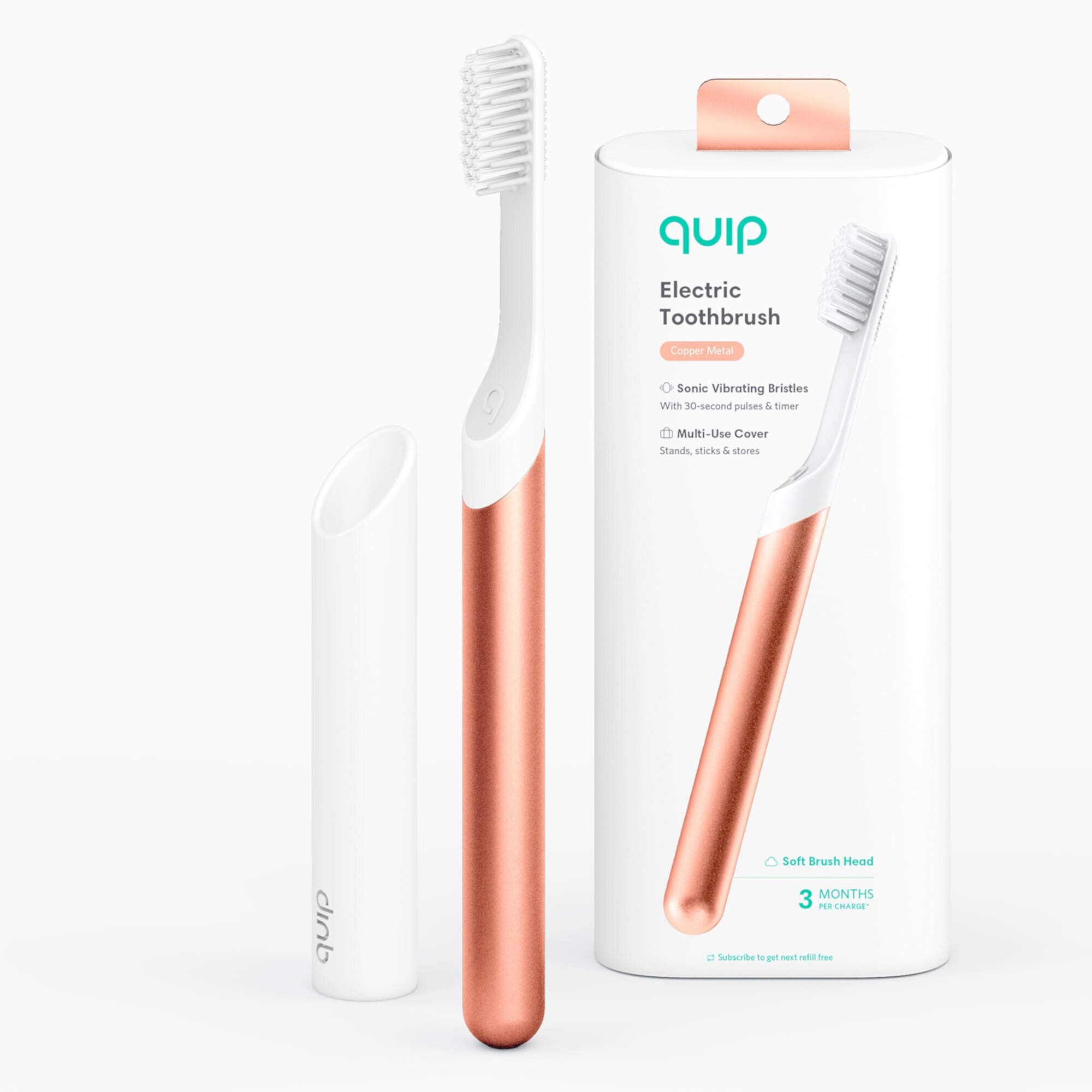 quip Electric Toothbrush, Built-In Timer + Travel Case, Slate Metal Quip