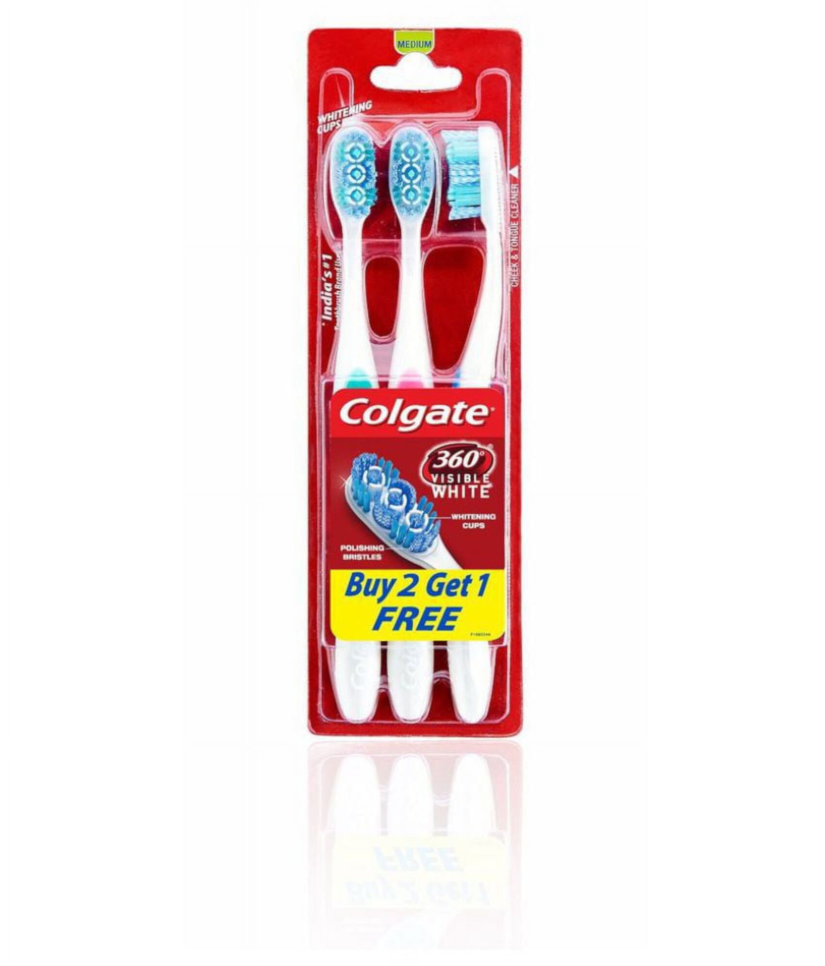 Colgate 360 Visible White Whitens Teeth, Toothbrush Medium, Pack Of 3 Colgate