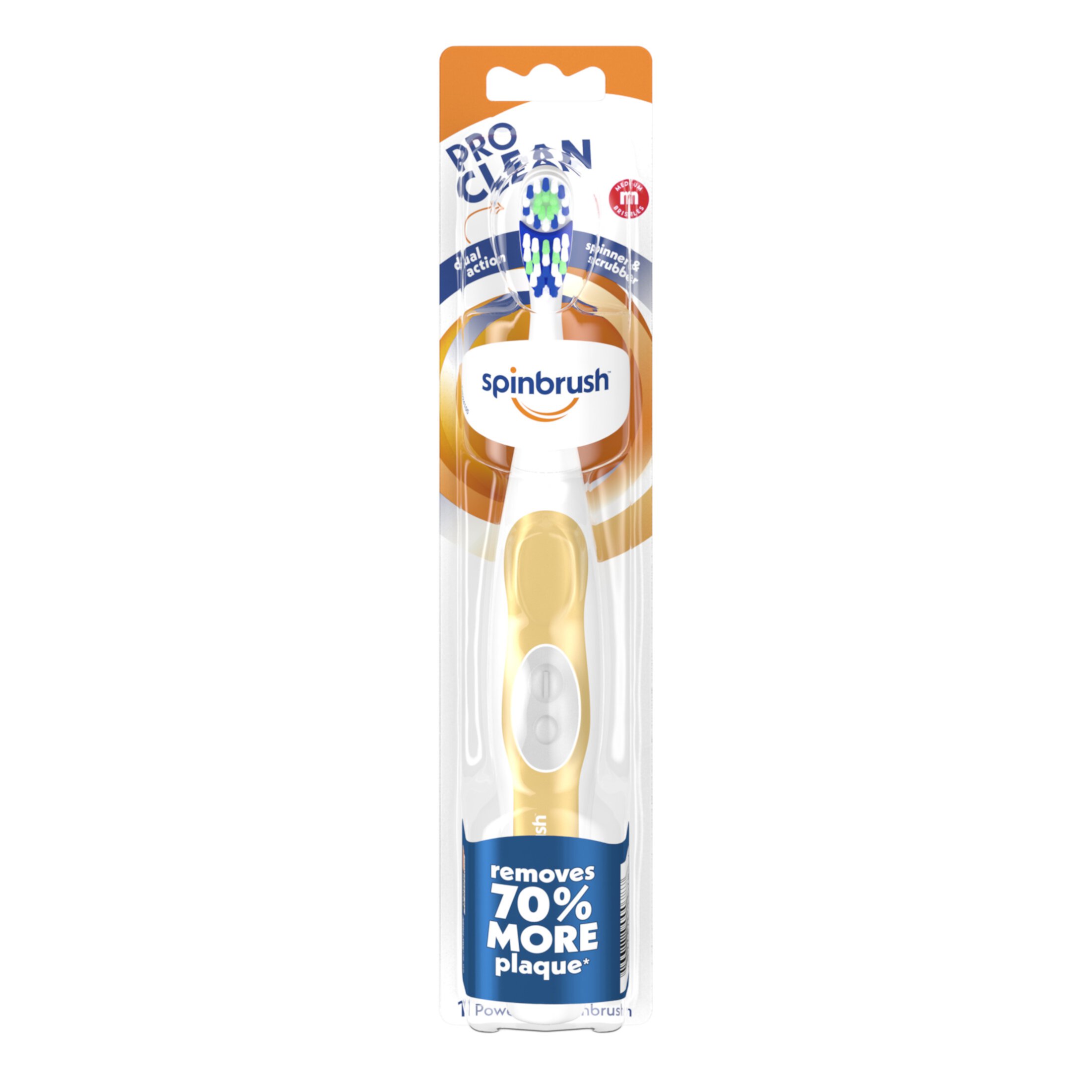 Spinbrush Pro Clean Electric Toothbrush for Adults, Battery Powered, Medium Bristles, Color May Vary Visit the Spinbrush Store