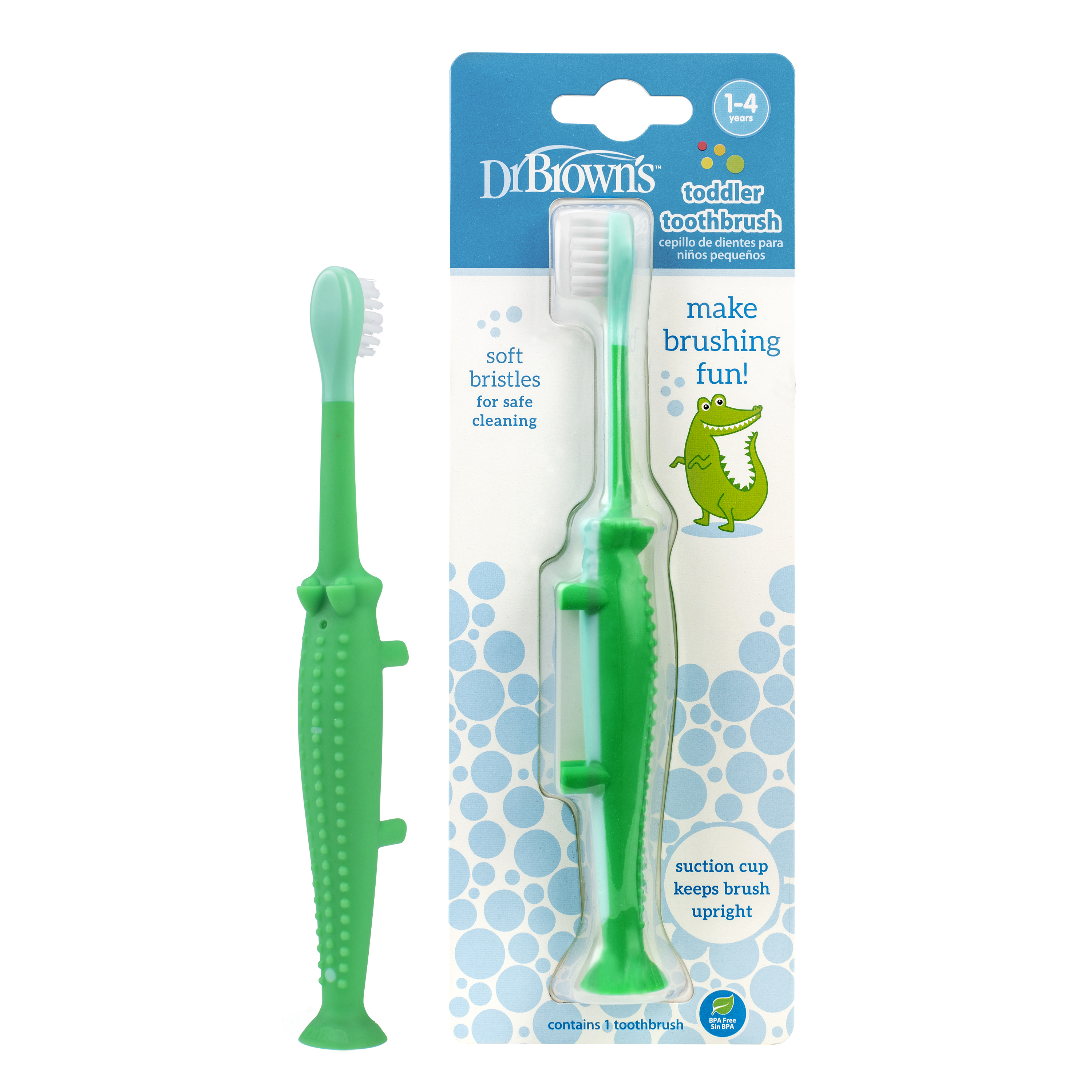 Dr. Brown's Baby and Toddler Toothbrush - Crocodile, BPA Free - Age 1-4Y Dr. Brown's