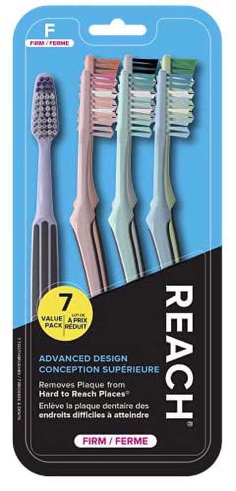 REACH Advanced Design Toothbrush, Firm Bristles, 7 Count Value Pack Reach