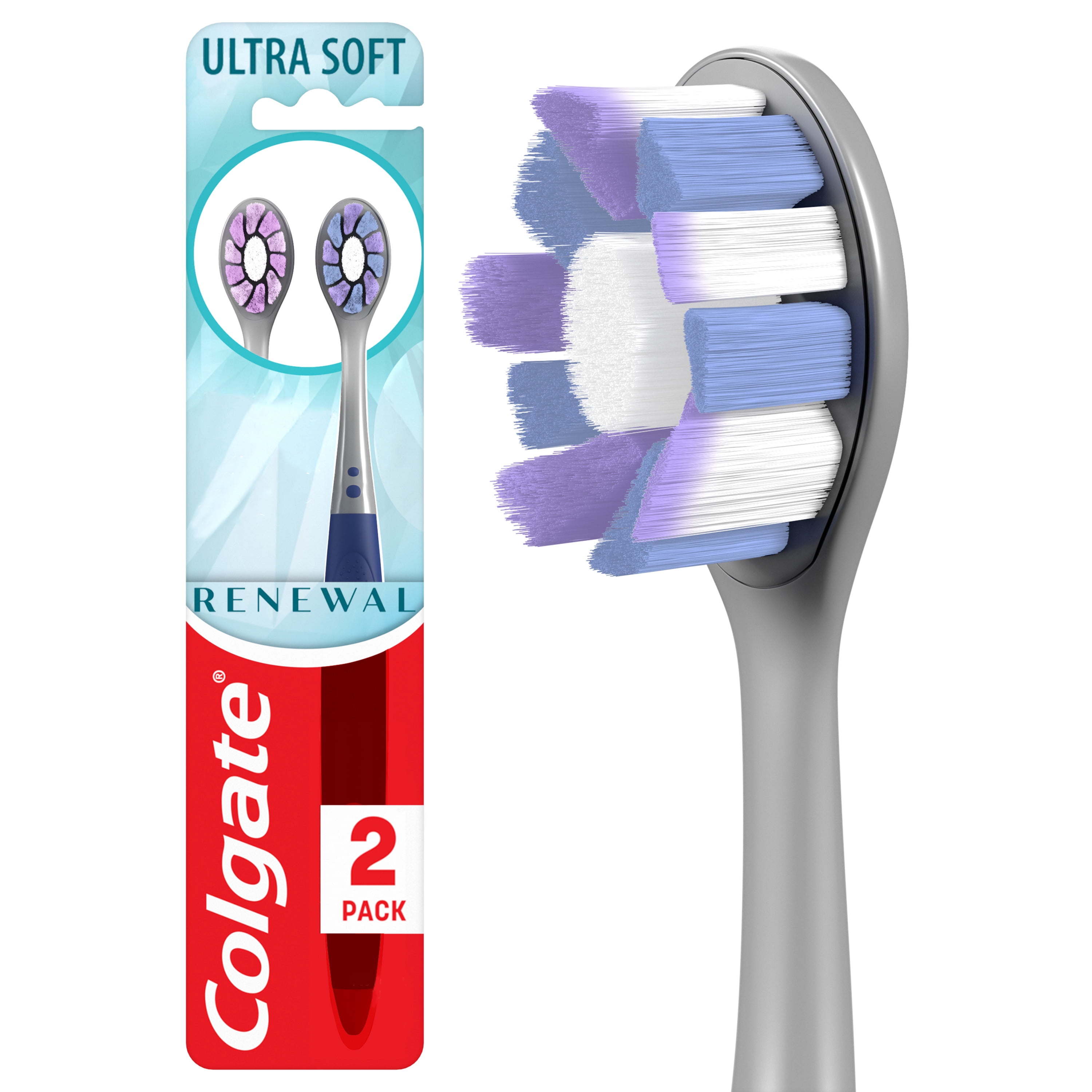 Colgate Renewal Floss Tip Manual Soft Adult Toothbrush, 2 Pack Colgate