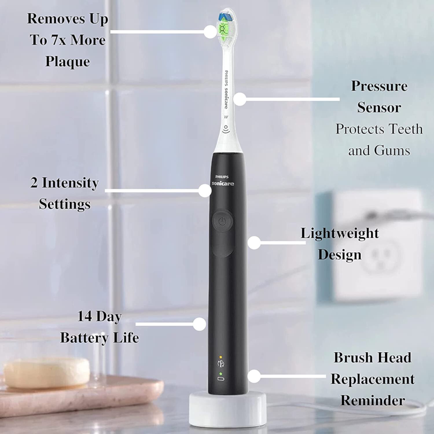 Philips Sonicare Electric Toothbrush DiamondClean 2-Pack Bundle, Rechargeable Electric Tooth Brush with Pressure Sensor, Sonic Electronic Toothbrush, Travel Case, Black Visit the Sonicare Store