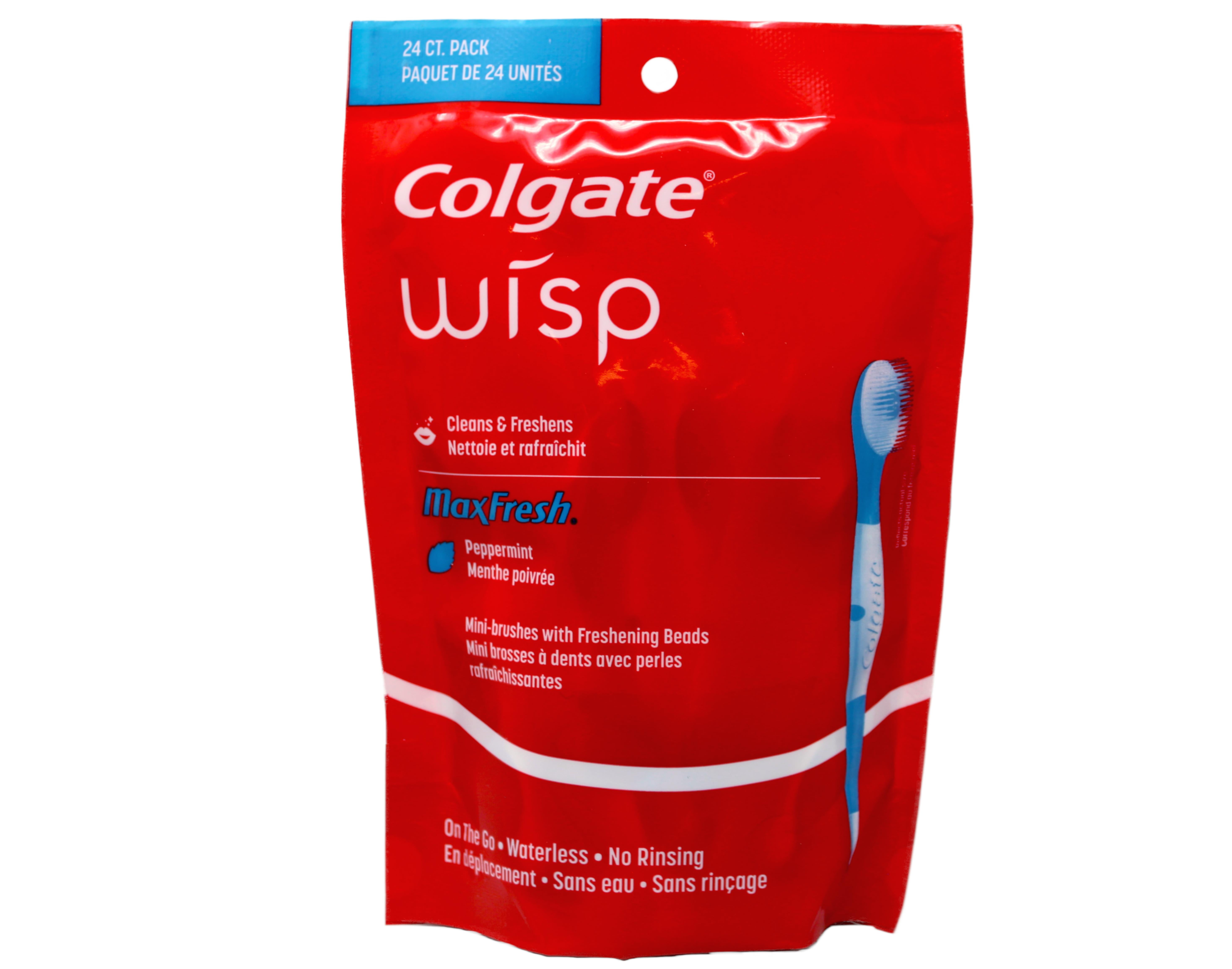 (2 pack) Colgate Max Fresh Wisp Disposable Mini Travel Toothbrushes, Peppermint - 24 Count Colgate